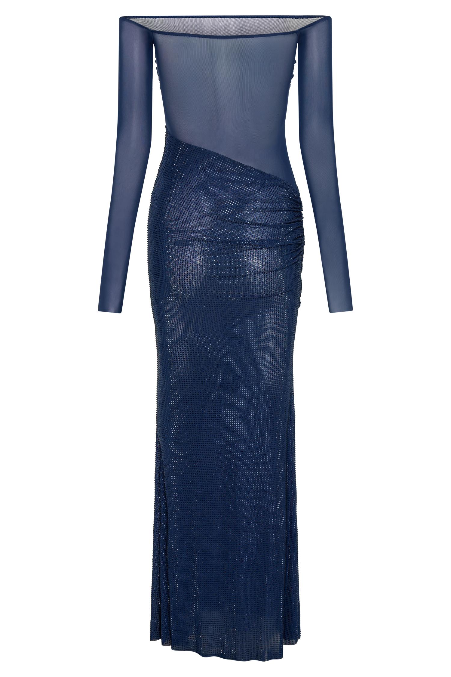 Nash Diamante Off Shoulder Maxi Dress - Navy Product Image