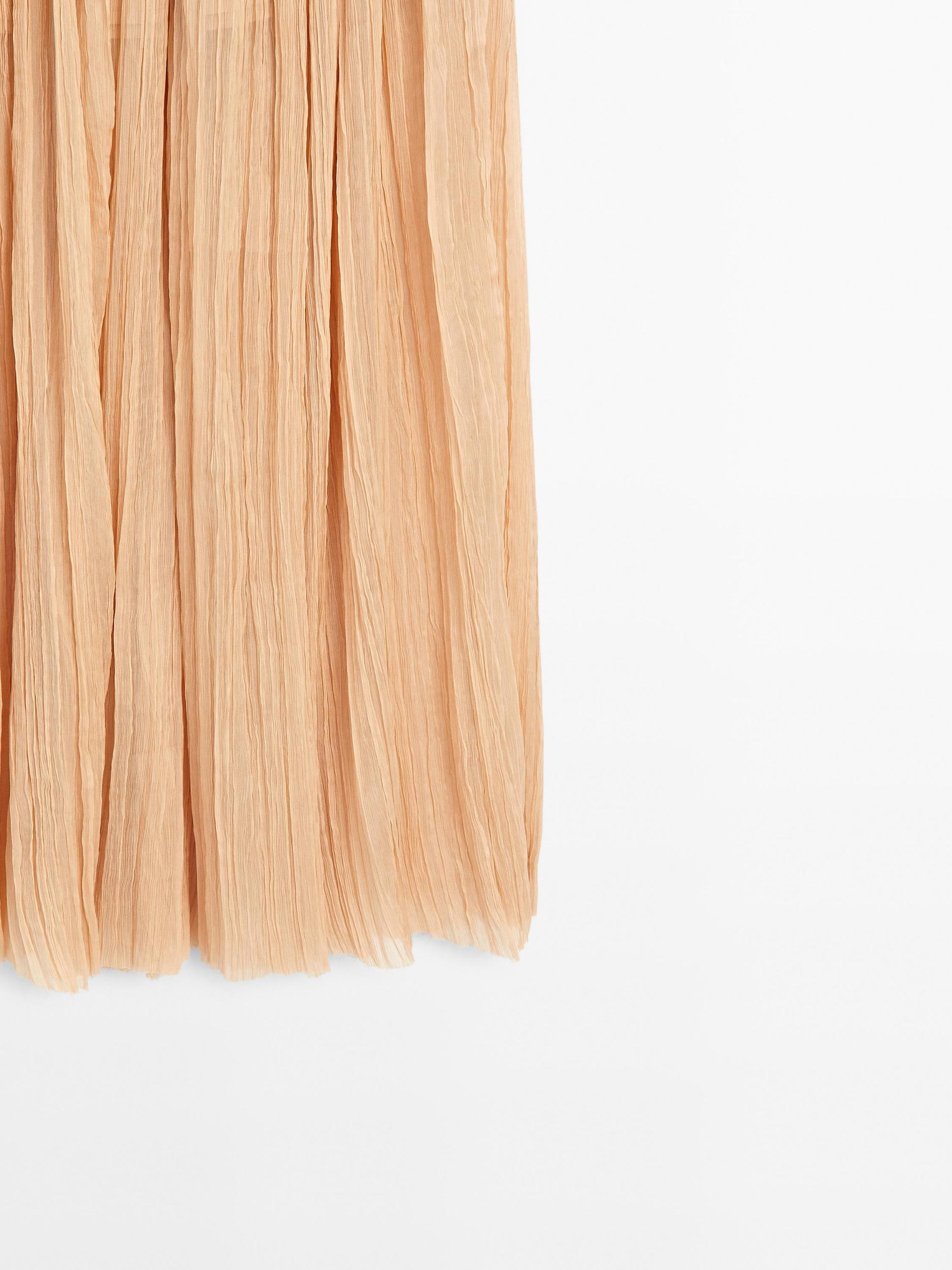 Pleated 100% silk midi skirt - Studio Product Image