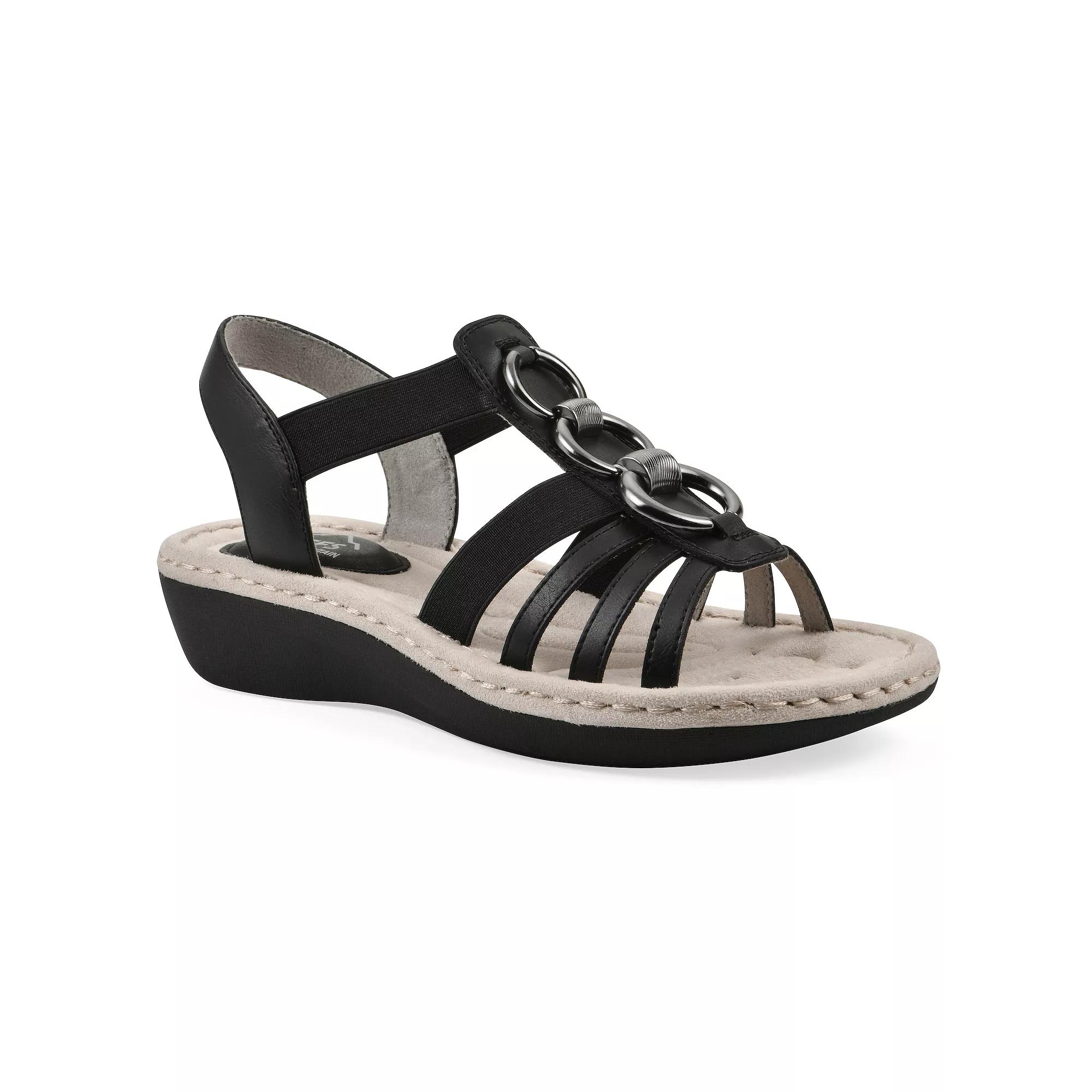 Cliffs by White Mountain Caselyn Women's Wedge Sandals, Size: 6 Medium, Black Nubuck Product Image