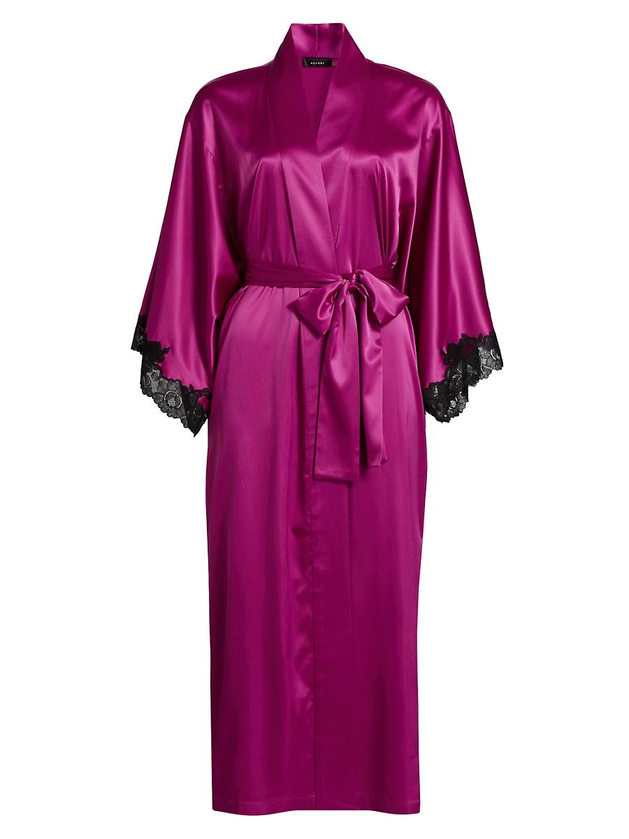 Womens Peony Glamour Lace-Trim Robe Product Image