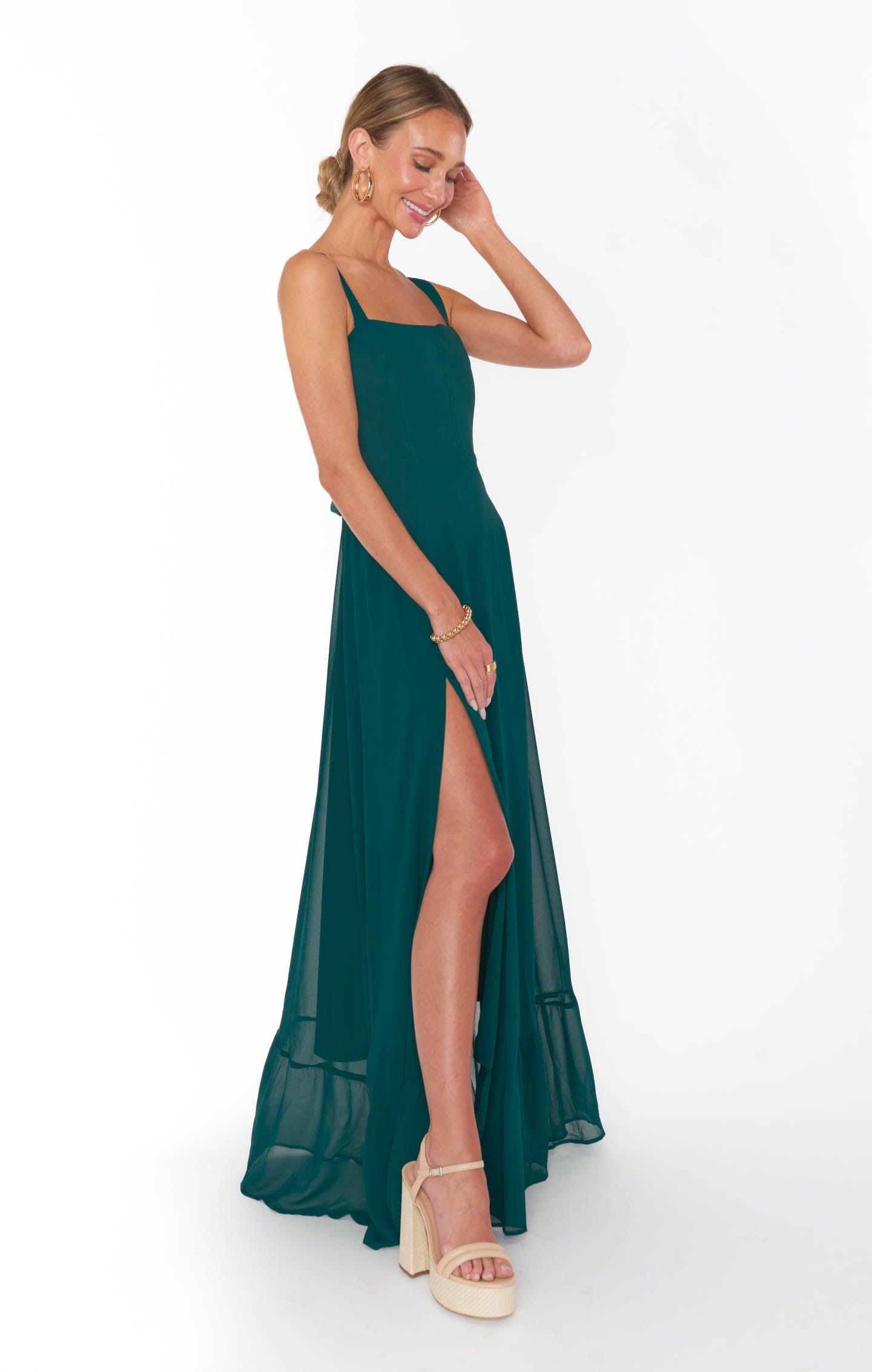Clarissa Corset Dress ~ Emerald Chiffon Product Image