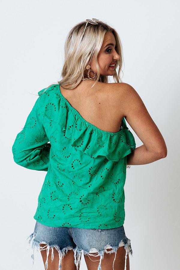 Serving Up Sangria Eyelet Top In Emerald Product Image
