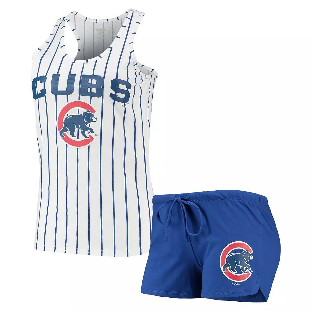 Women's Concepts Sport Royal/White Chicago Cubs Vigor Racerback Tank Top & Shorts Sleep Set, Size: Large, Blue Product Image