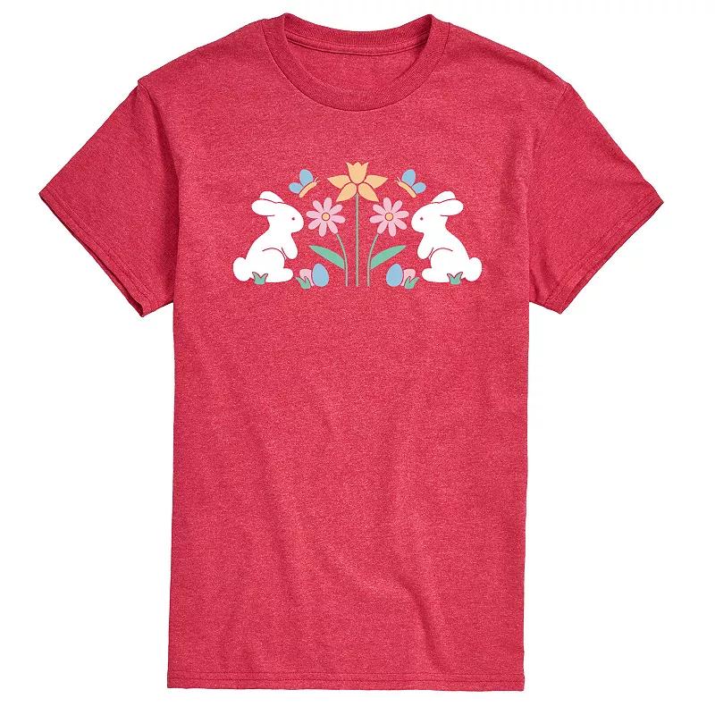 Men's Stencil Bunnies with Flowers Graphic Tee,  Product Image