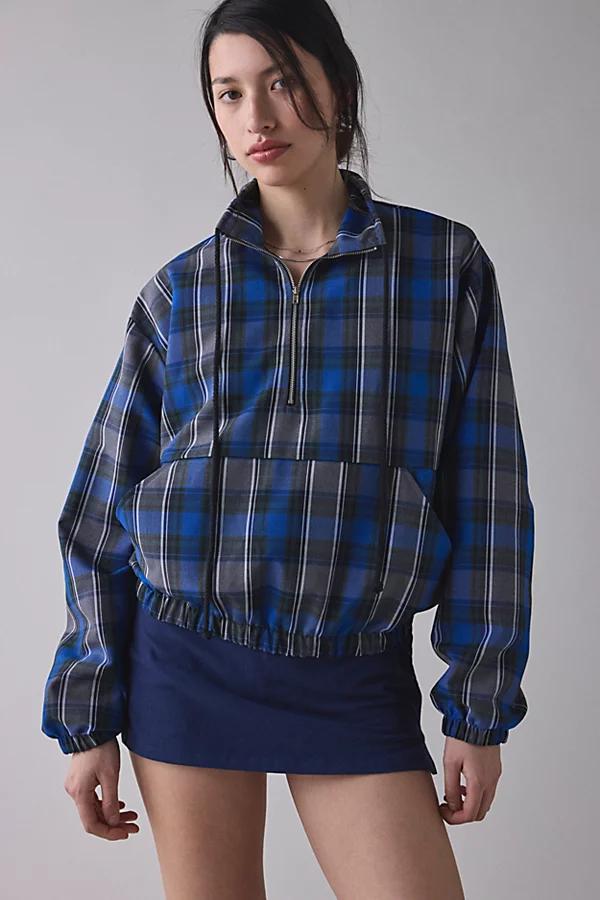 Vintage & ReMADE by UO ReMADE By UO Remnants Plaid 1/4 Zip Pullover Jacket Womens at Urban Outfitters Product Image