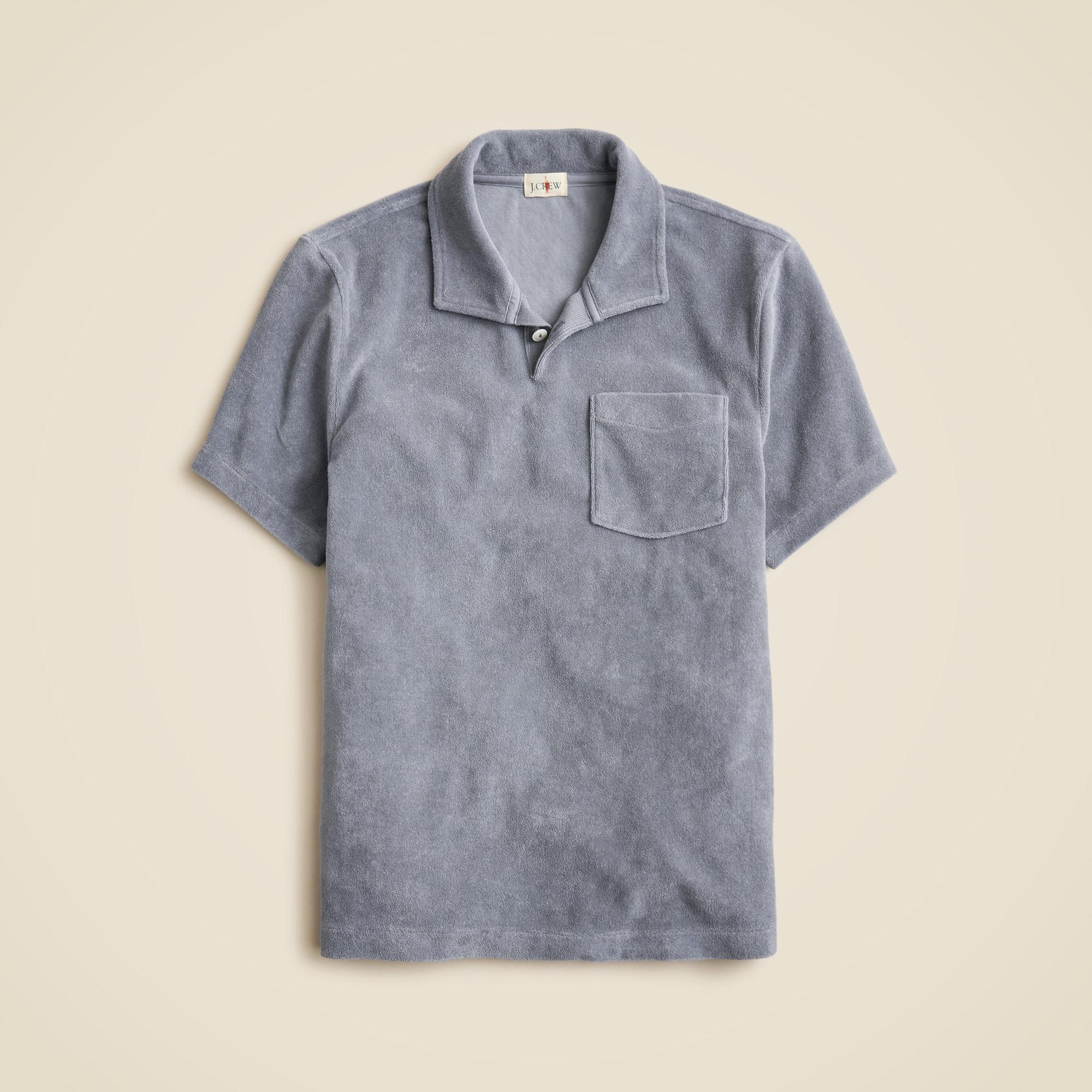 Terry cloth johnny-collar polo shirt Product Image