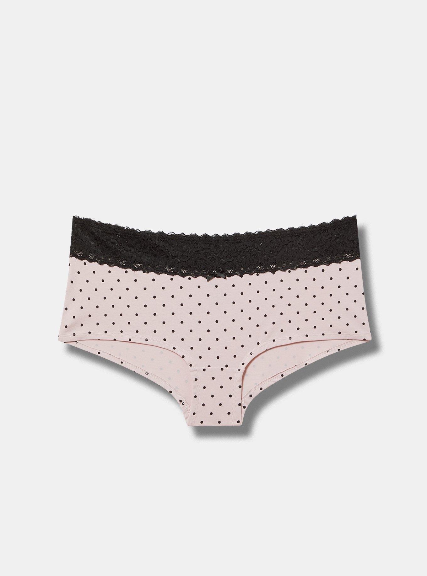 Cotton Mid-Rise Lace Trim Boyshort Panty Product Image
