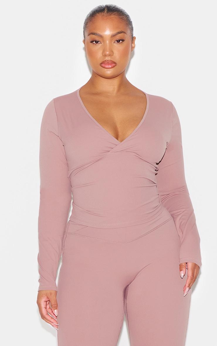 Mauve Sculpt Crossover Long Sleeve Top Product Image