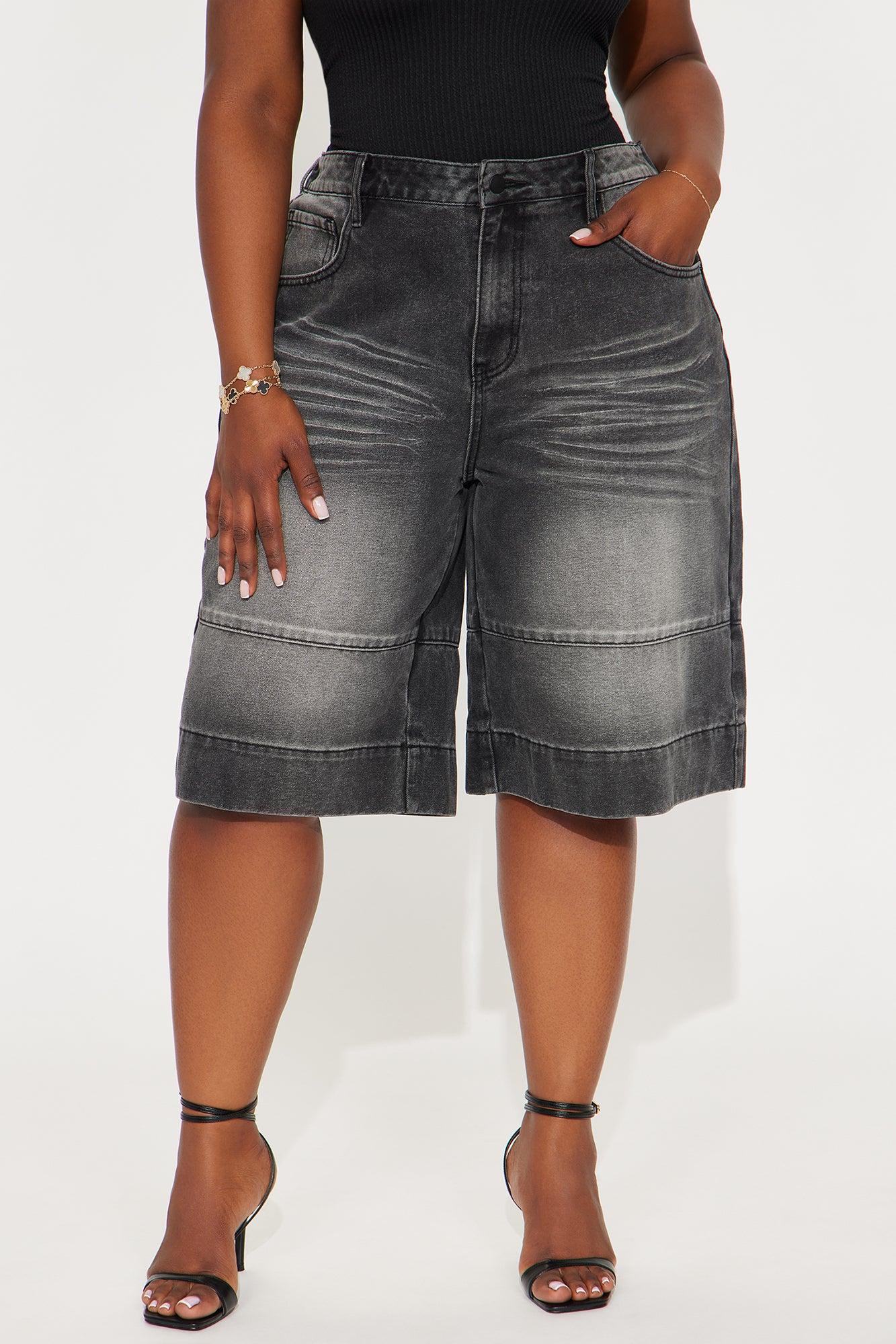 Keeping It Cool Denim Jorts - Black Wash Female Product Image