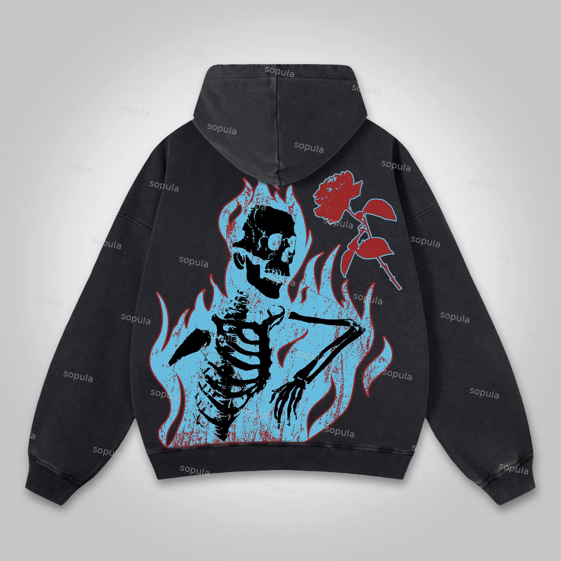 Vintage Angels Descend Graphic Acid Washed Oversized Hoodie Product Image