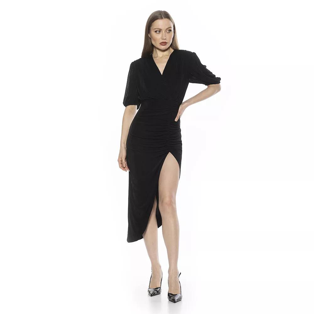Women's ALEXIA ADMOR Fern Puff Sleeve Draped Dress,  Product Image