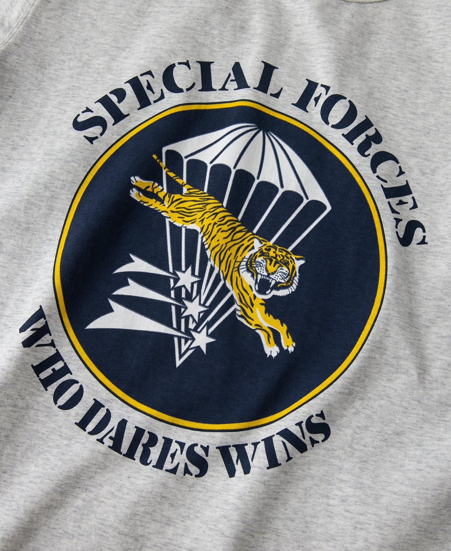 1960s Paratrooper & Tiger Print T-Shirt - Gray Product Image