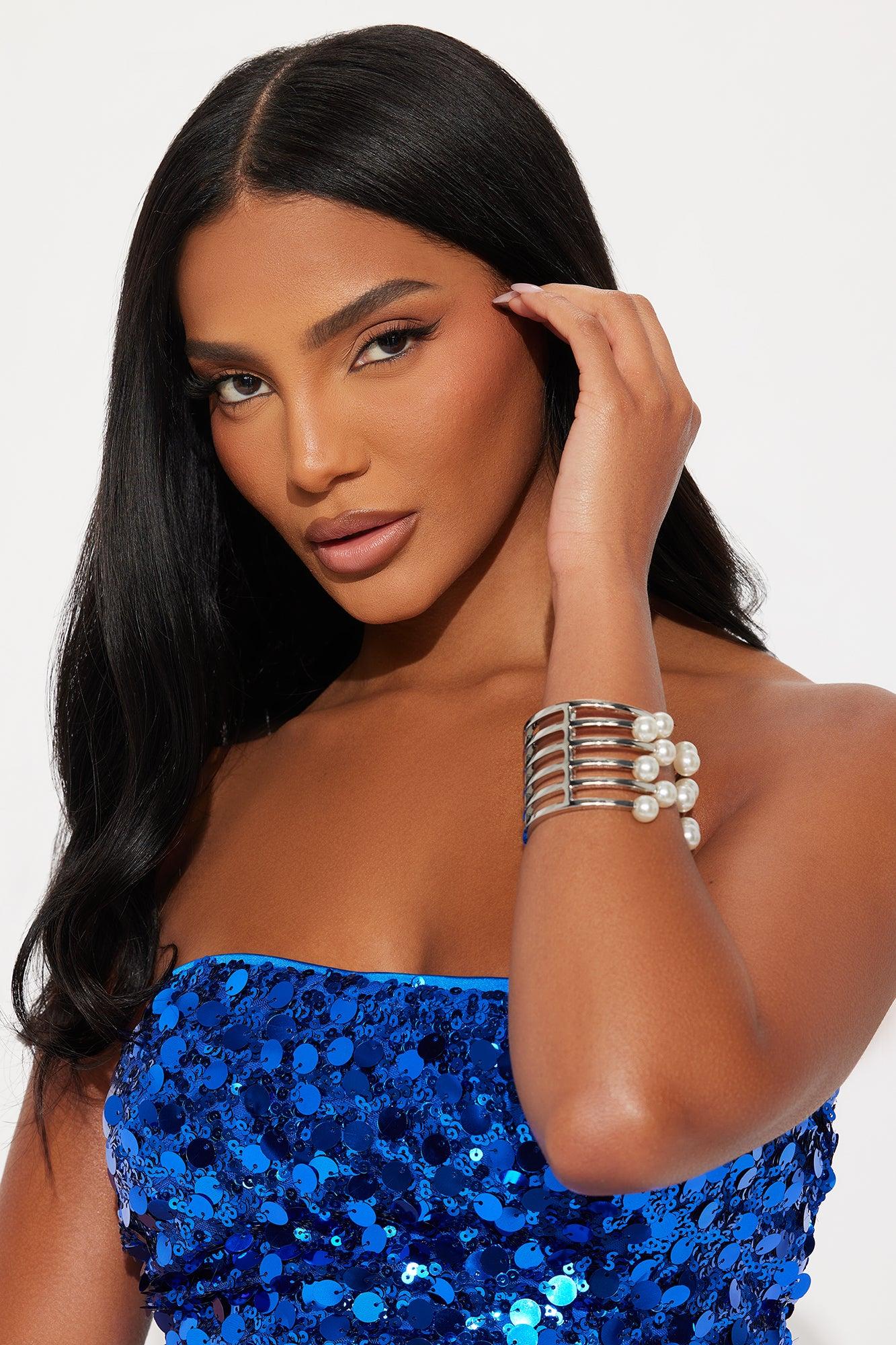 Pearly Whites Statement Cuff Bracelet - Silver Female Product Image