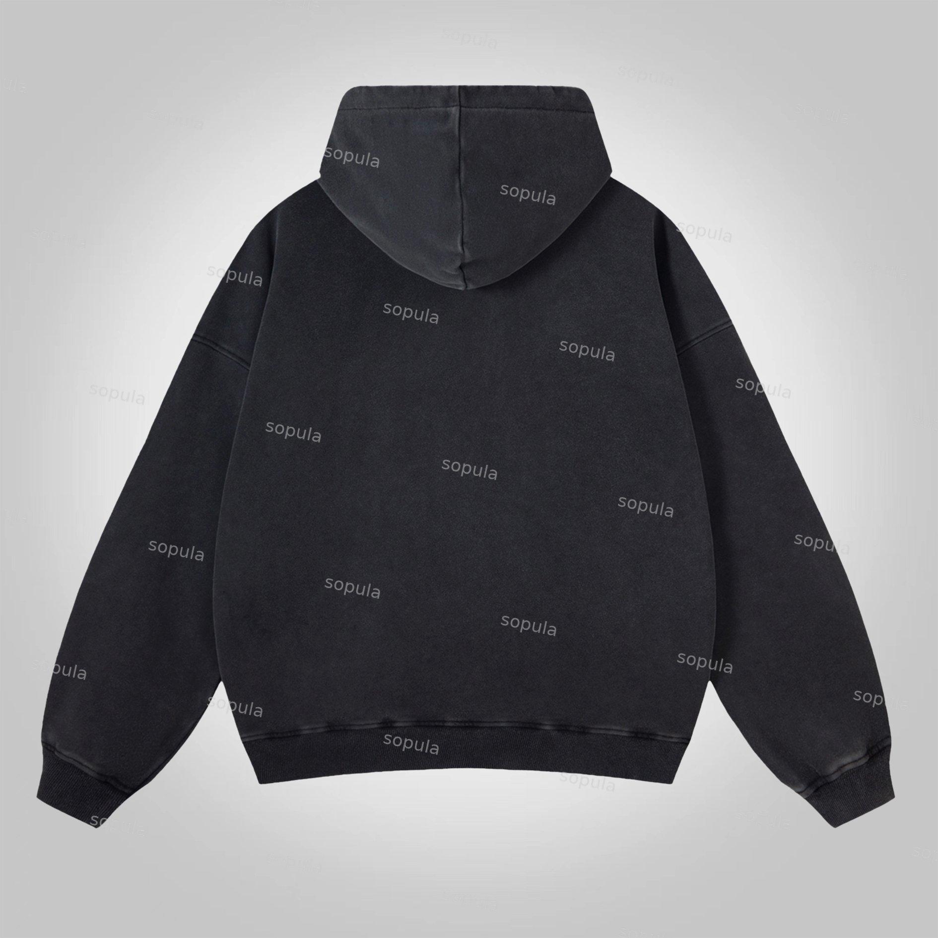 Men's Oversized Relaxed Graphic Vintage Washed Zip-Up Hoodie Product Image