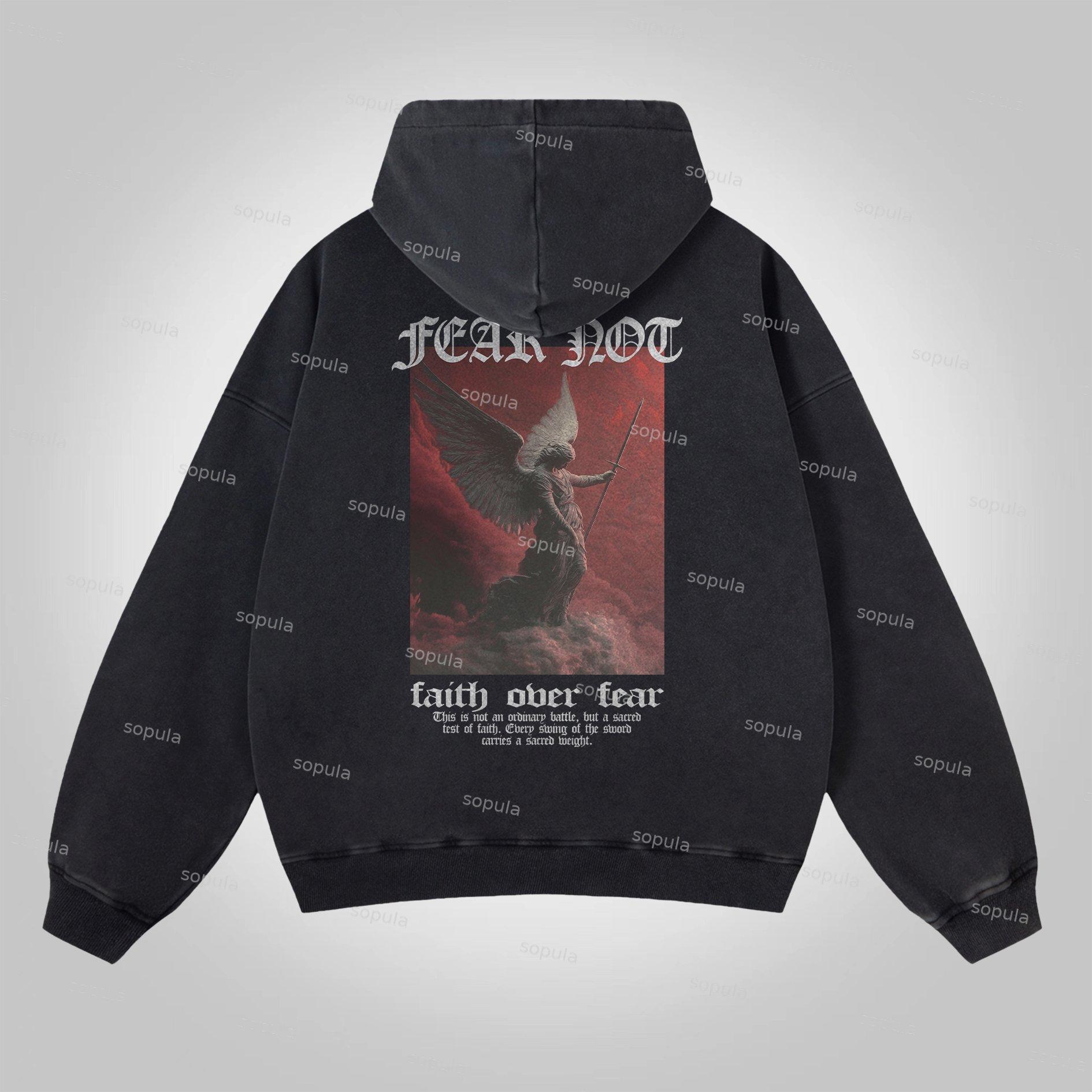 Sopula Faith In Jesus Collage Vintage Graphics Acid Washed Oversized Zip-Up Hoodie Product Image