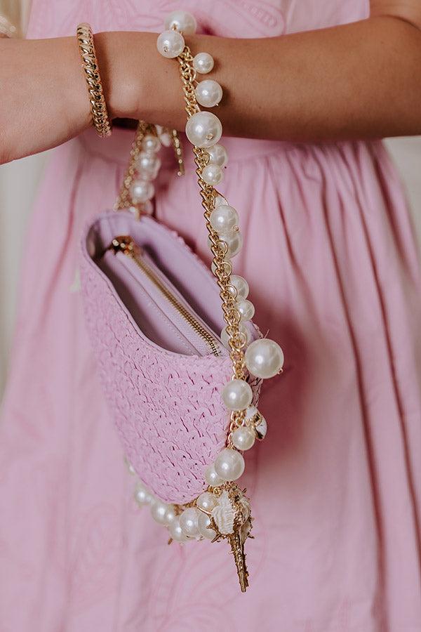 Isla Straw Woven Top Handle Bag in Lavender Product Image