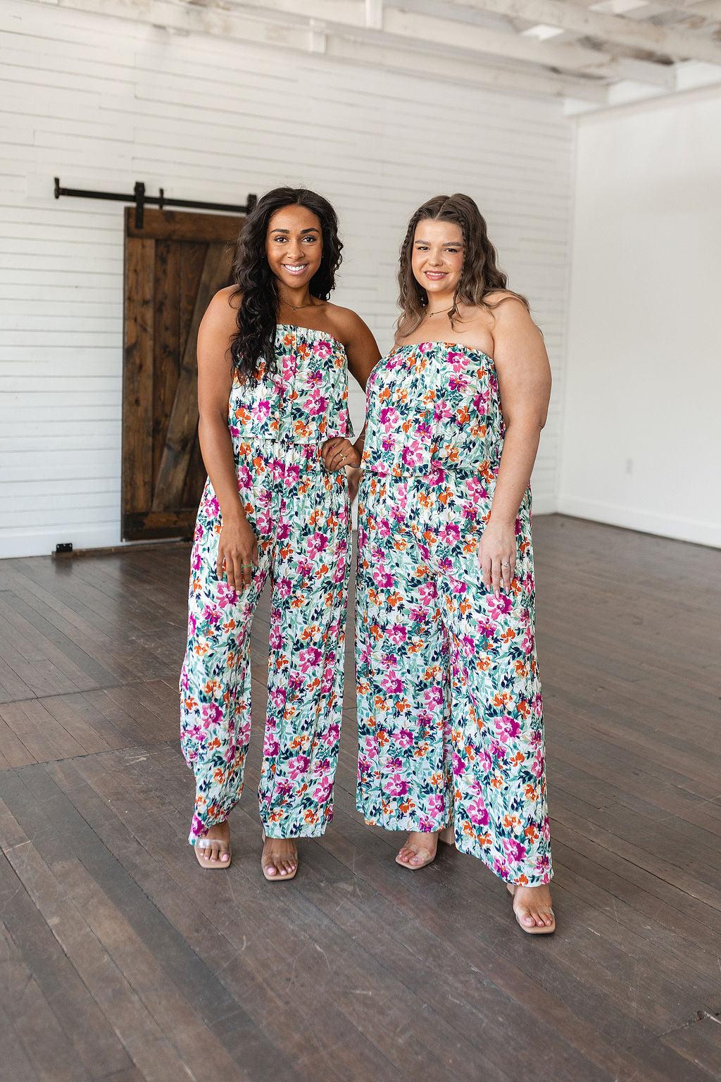 Life of the Party Floral Jumpsuit in Green Product Image