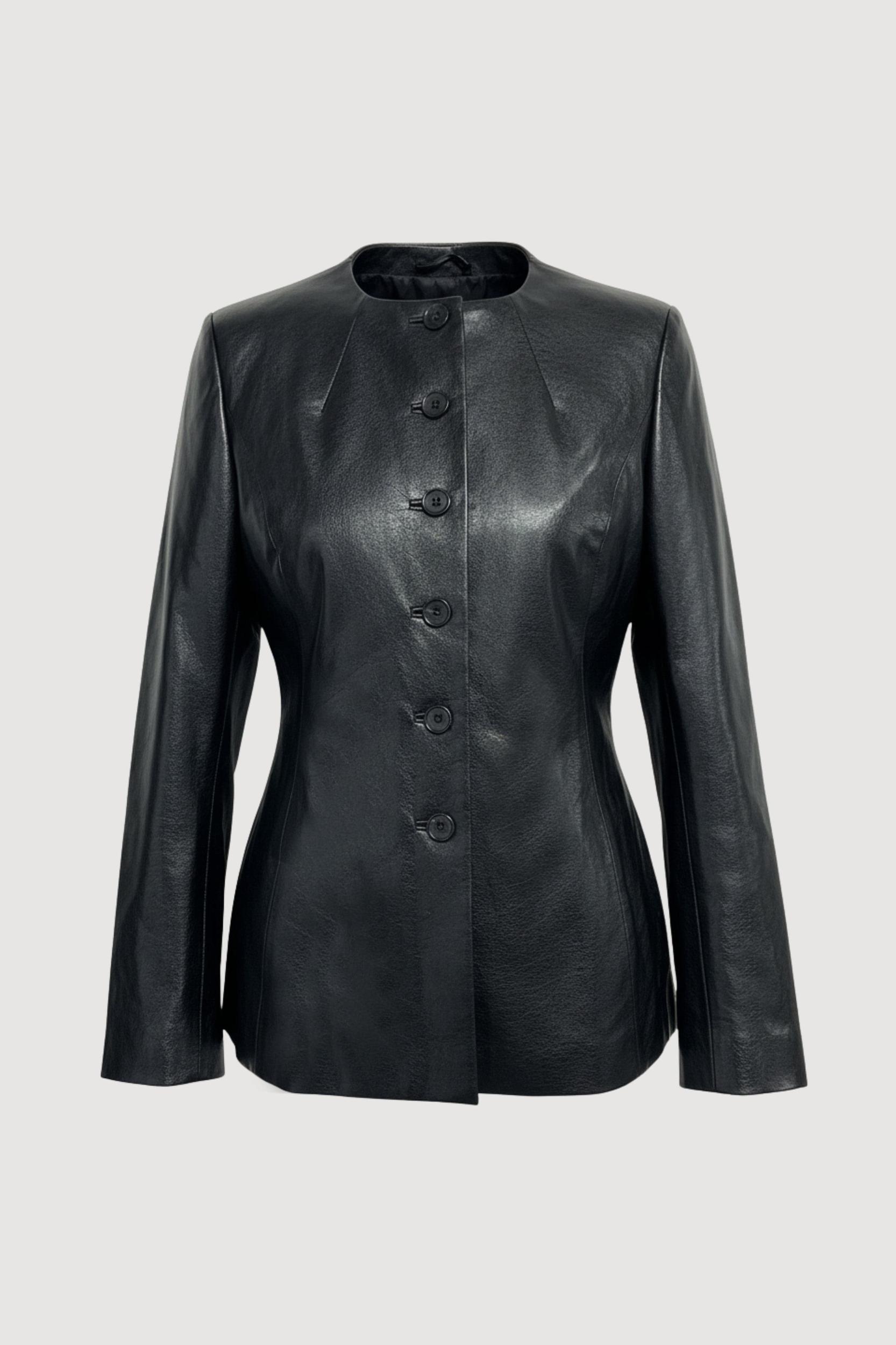 Maddox Sculpted Vegan Leather Blazer Product Image