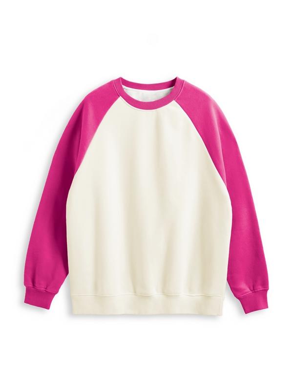Men’s Contrast Color Raglan Crew Neck Sweatshirt Product Image