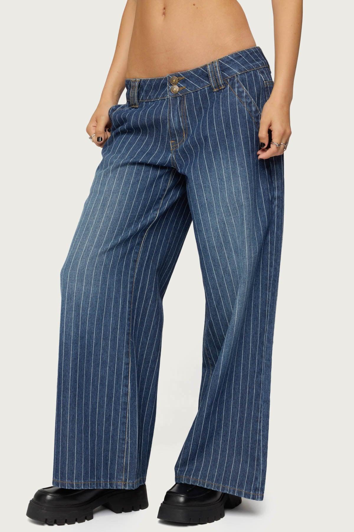 Petite Cory Striped Low Rise Jeans Product Image