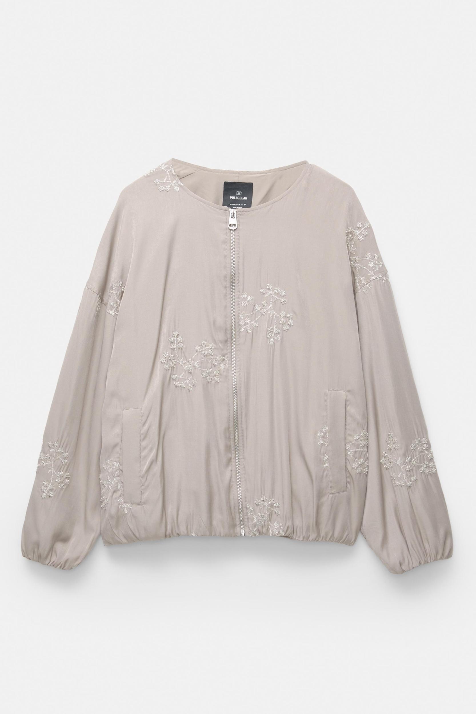 Bomber jacket with floral embroidery Product Image