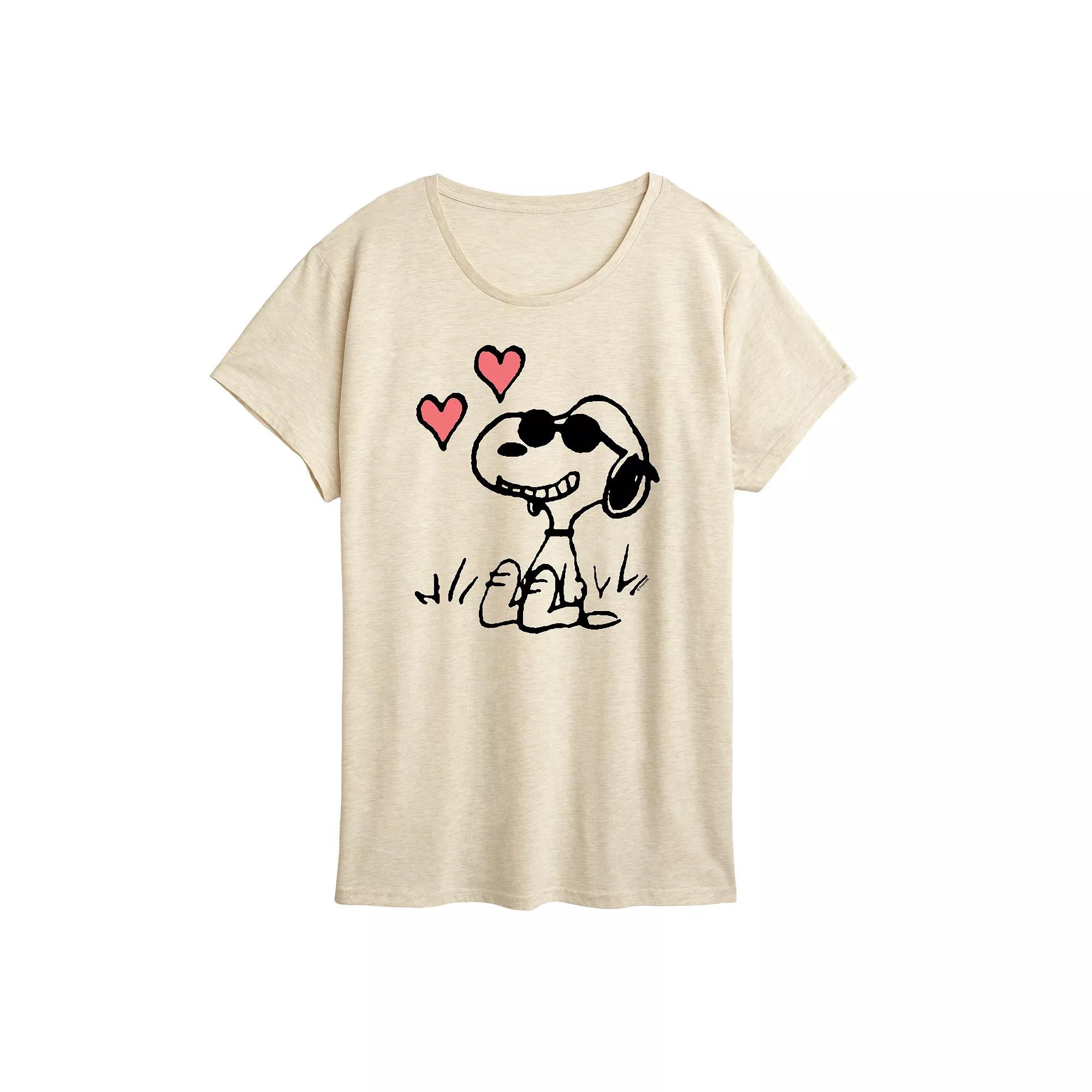 Women's Peanuts Snoopy Joe Cool Sitting Hearts Graphic Tee,  Product Image