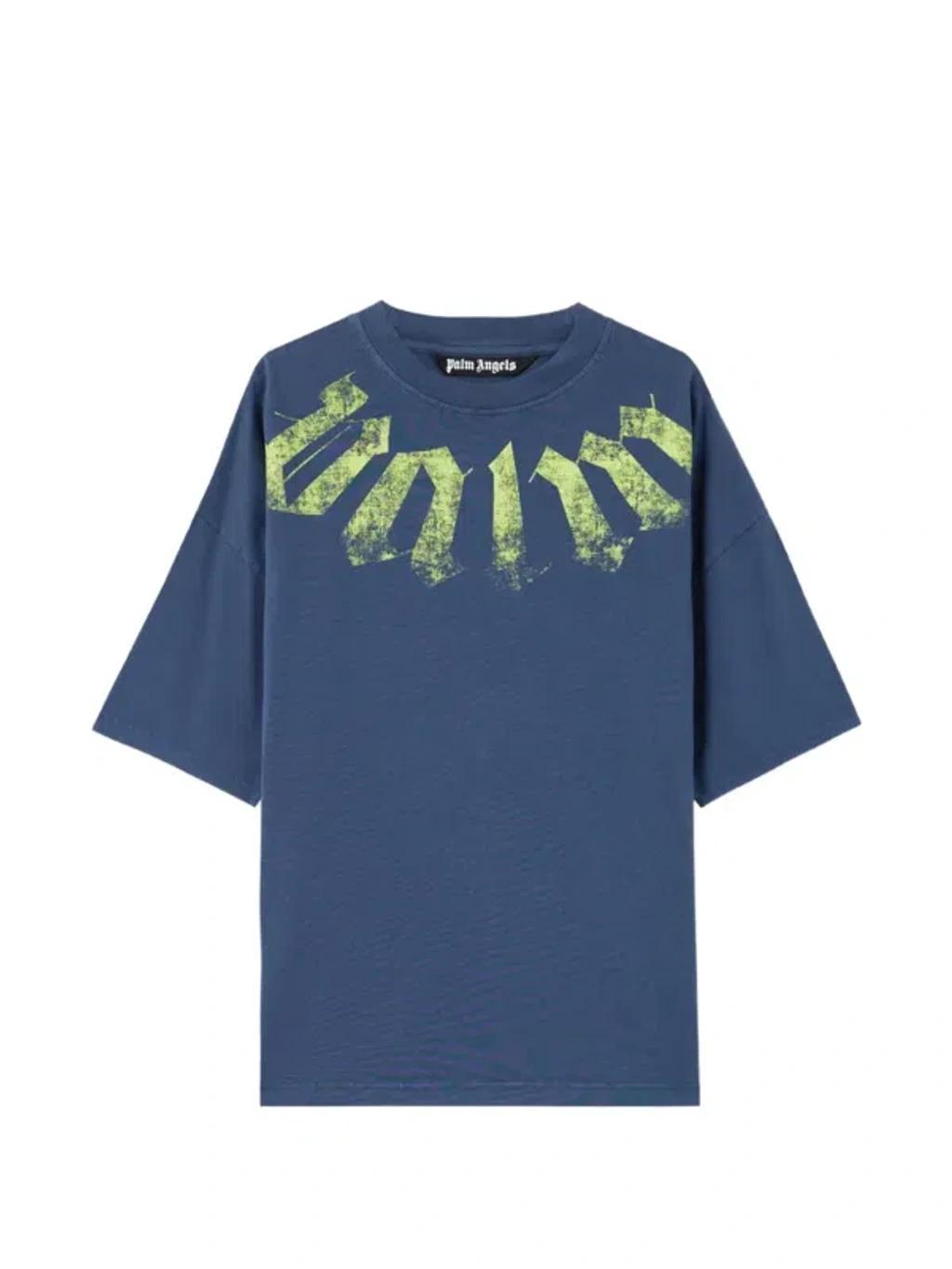 PALM ANGELS Logo-print T-shirt In Blue Product Image