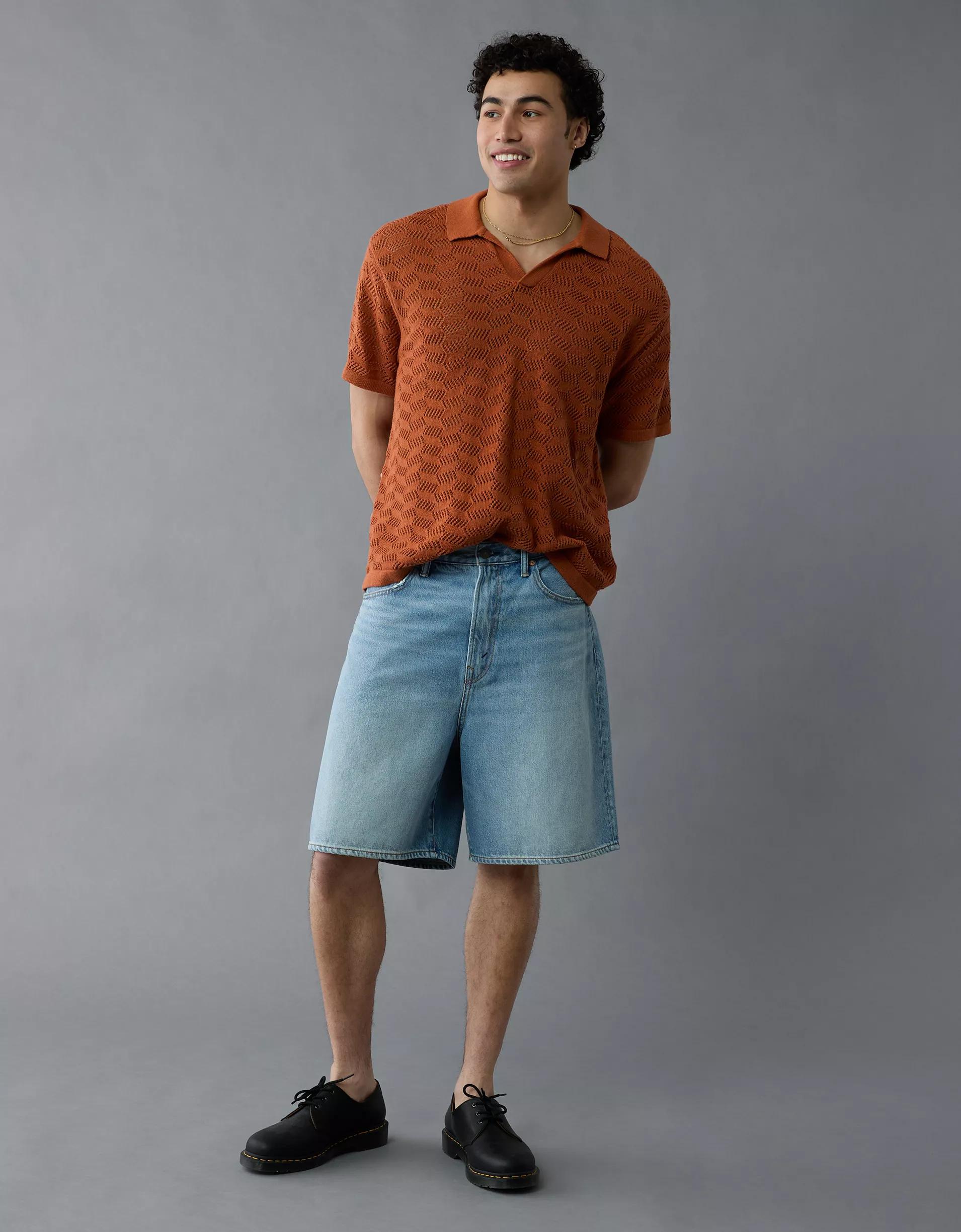 AE Weekend Textured Sweater Polo Shirt Product Image