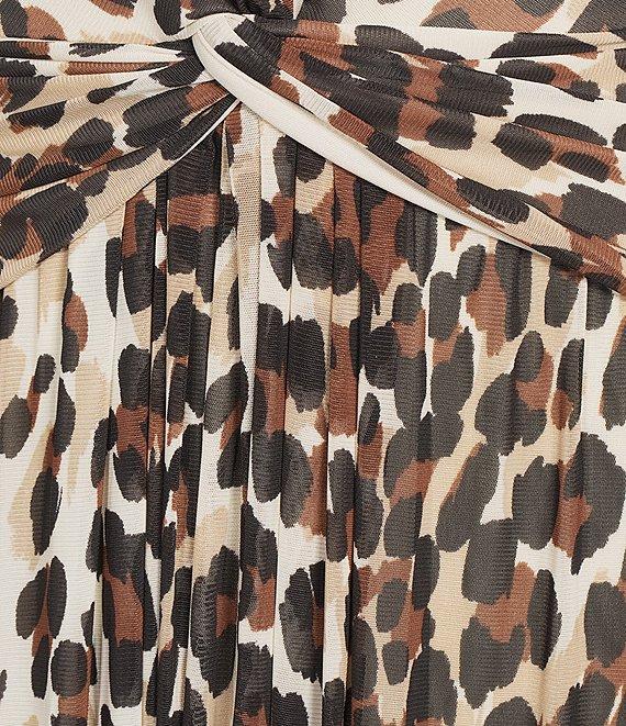 Anne Klein Twist Front Leopard Print Maxi Dress Product Image