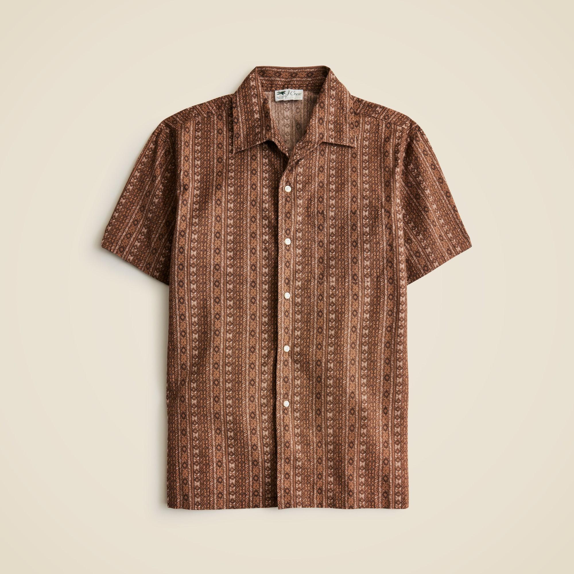 Short-sleeve Secret Wash cotton poplin camp-collar shirt Product Image