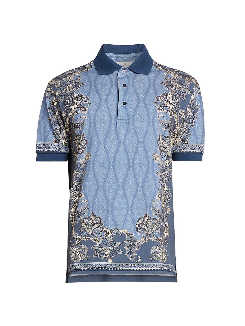 Mens Mixed-Print Cotton Pique Polo Shirt Product Image