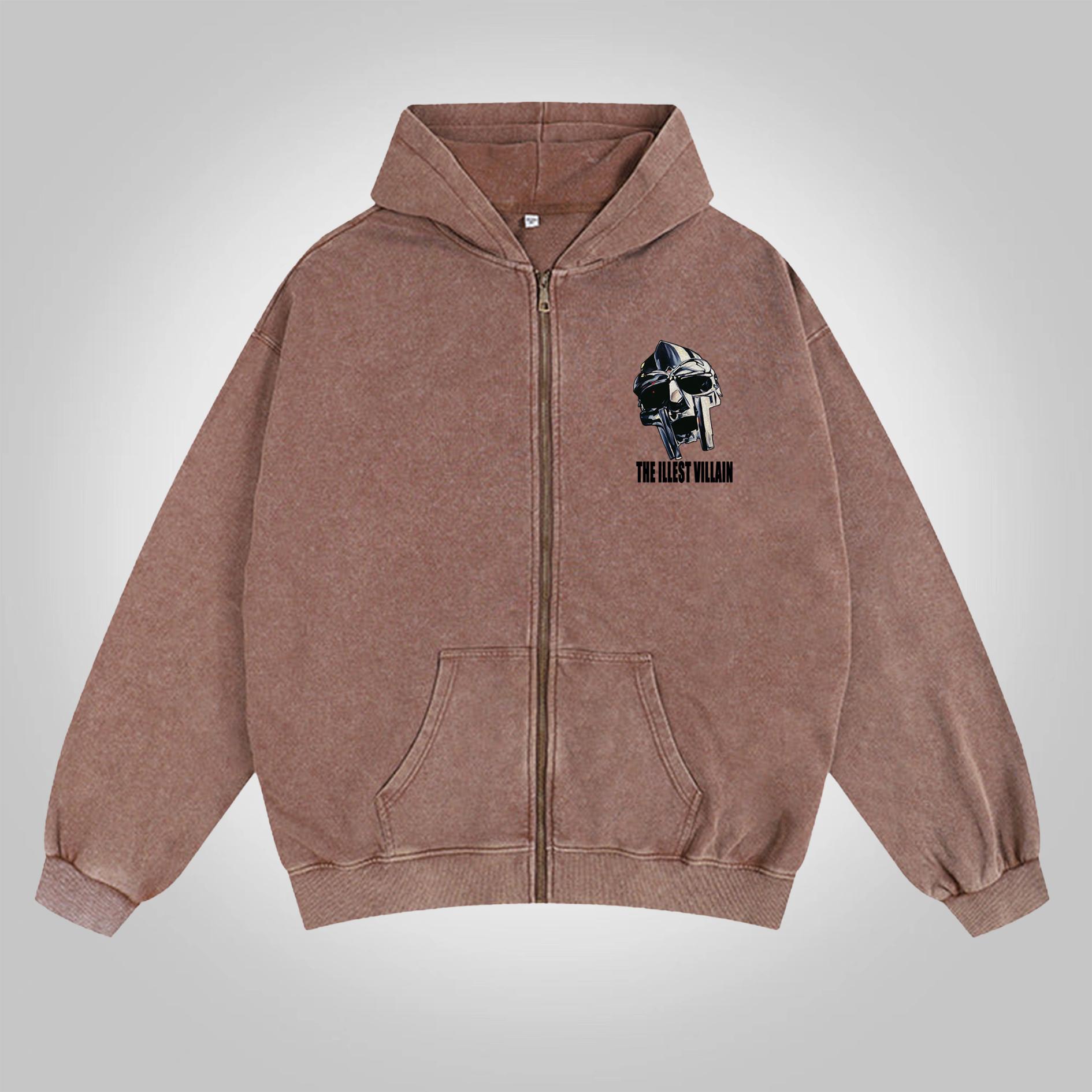Sopula The Illest Villain Mf Doom Graphic Washed Zip-Up Hoodie Product Image