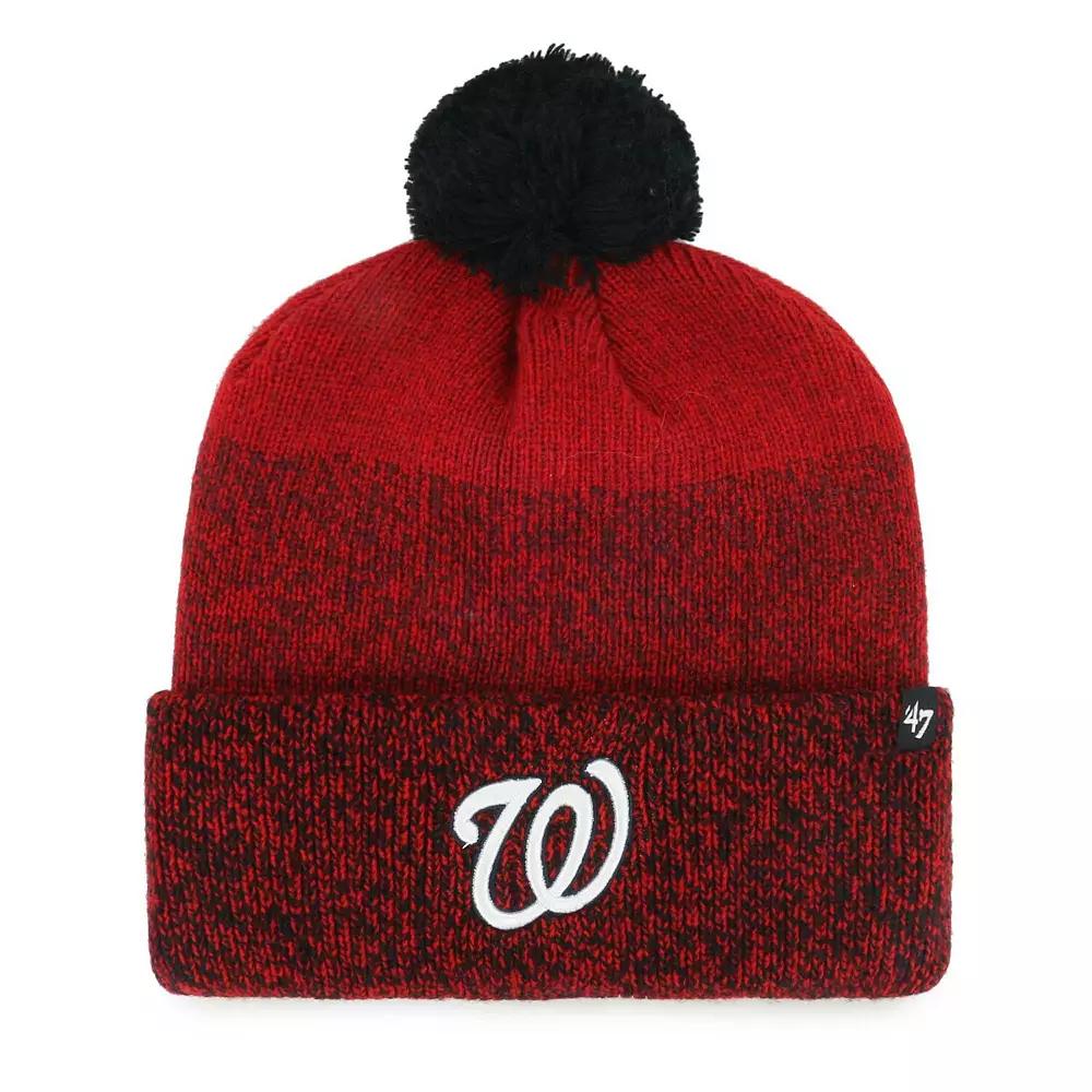 Men's '47 Red Washington Nationals Darkfreeze Cuffed Knit Hat with Pom Product Image