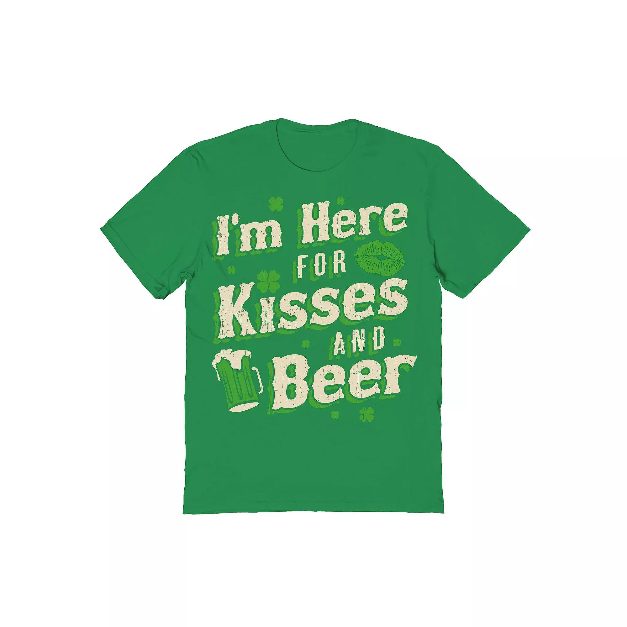 Men's St Patrick's Day Kisses And Beer Graphic Tee,  Product Image