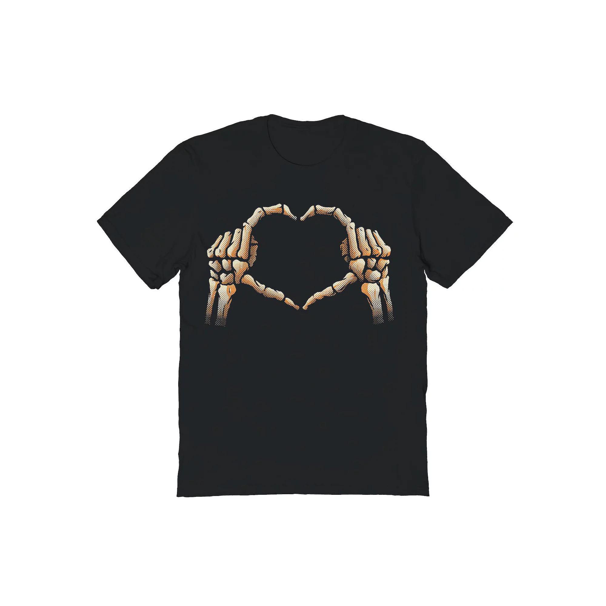Men's Threadless Hands Heart Skeleton Valentine's Day Graphic Tee, Size: XL, Black Product Image