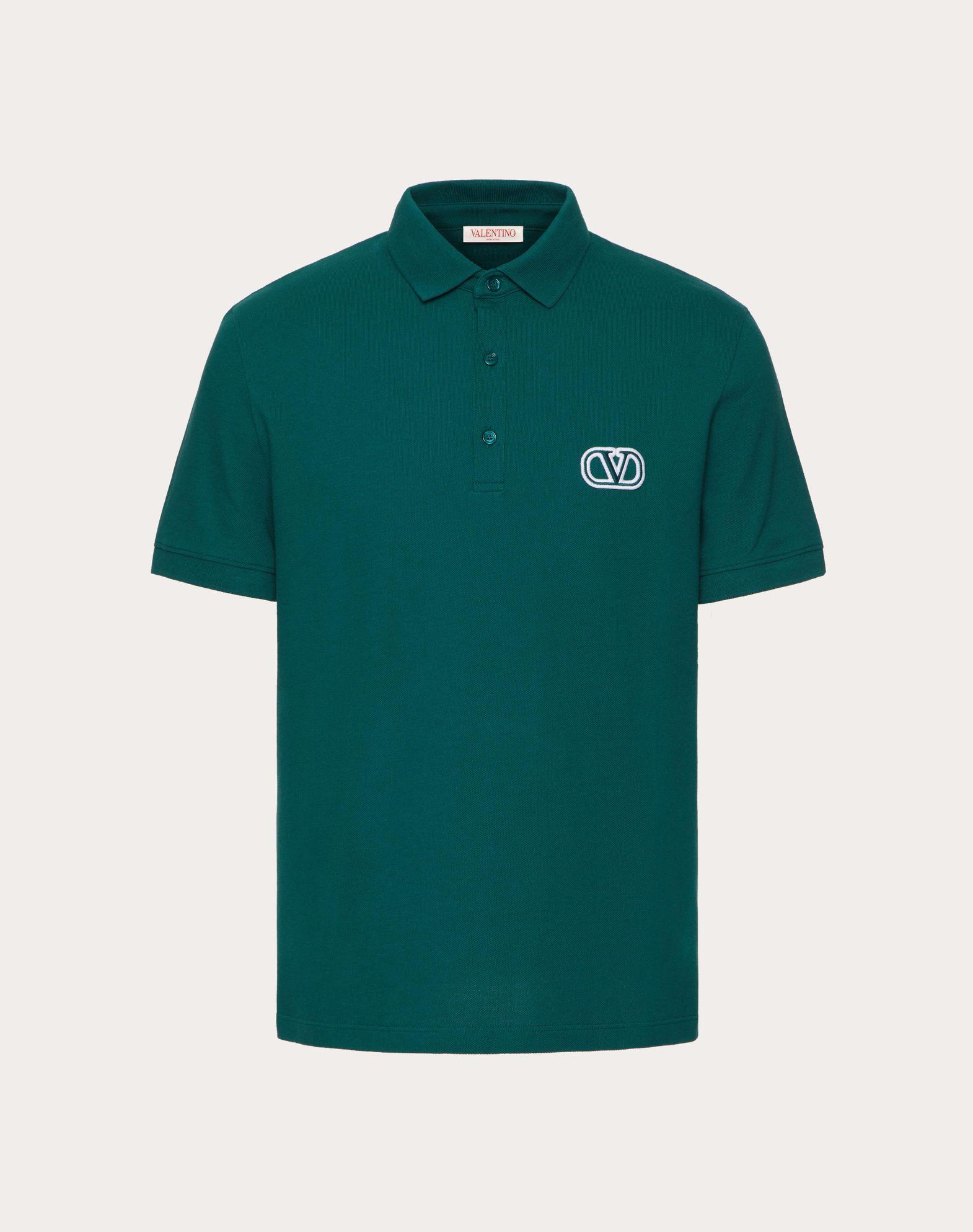 Cotton Piqué Polo Shirt With Vlogo Signature Patch Product Image