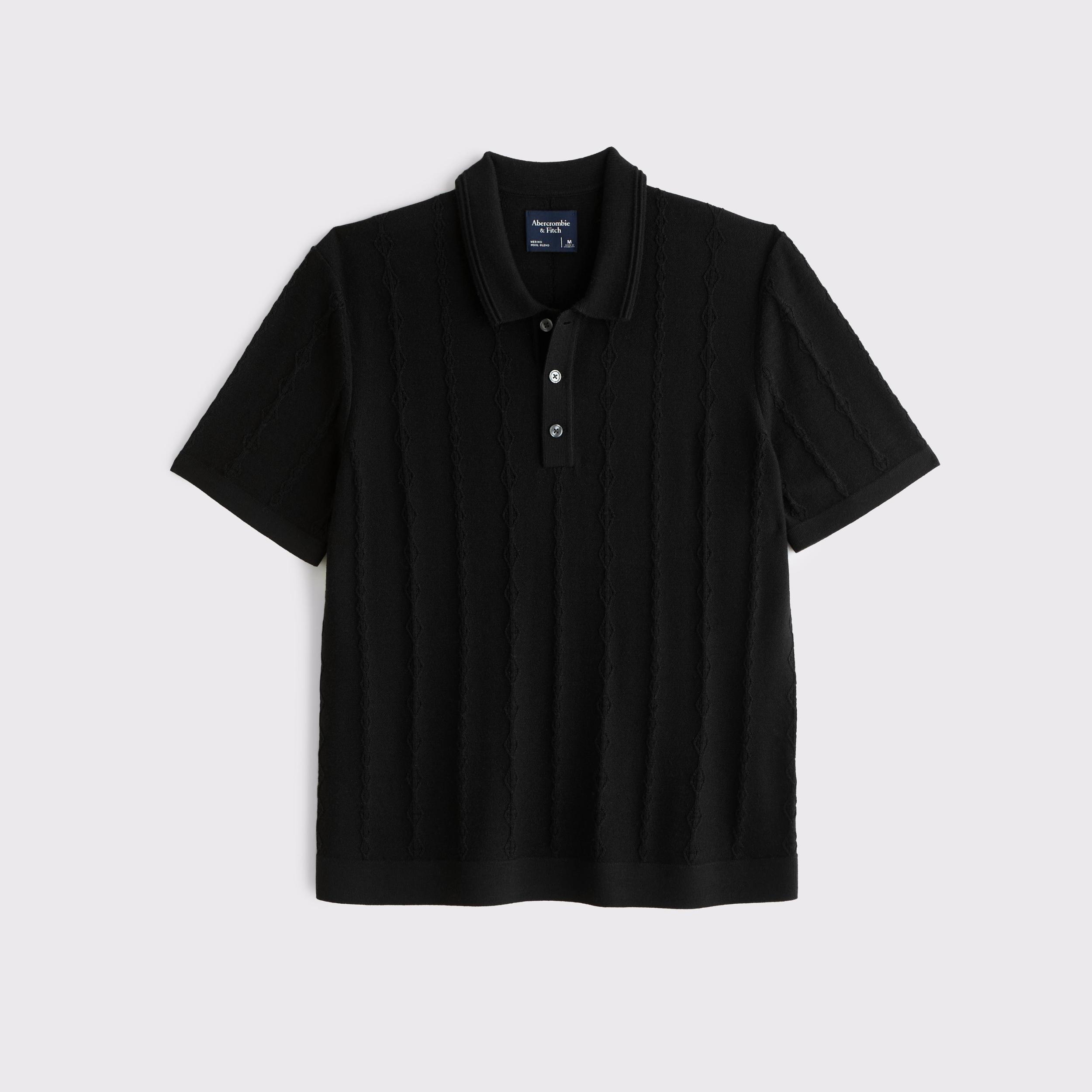 Merino Wool-Blend Stitch 3-Button Sweater Polo Product Image