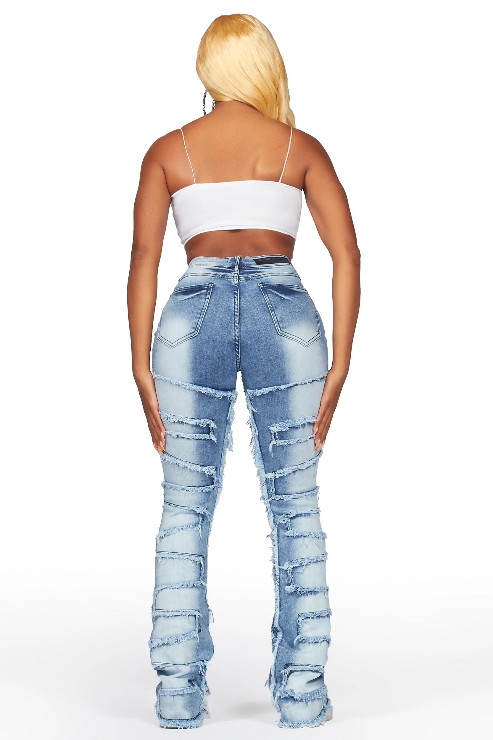 Zariyah Med. Wash Stacked Flare Jean Female Product Image