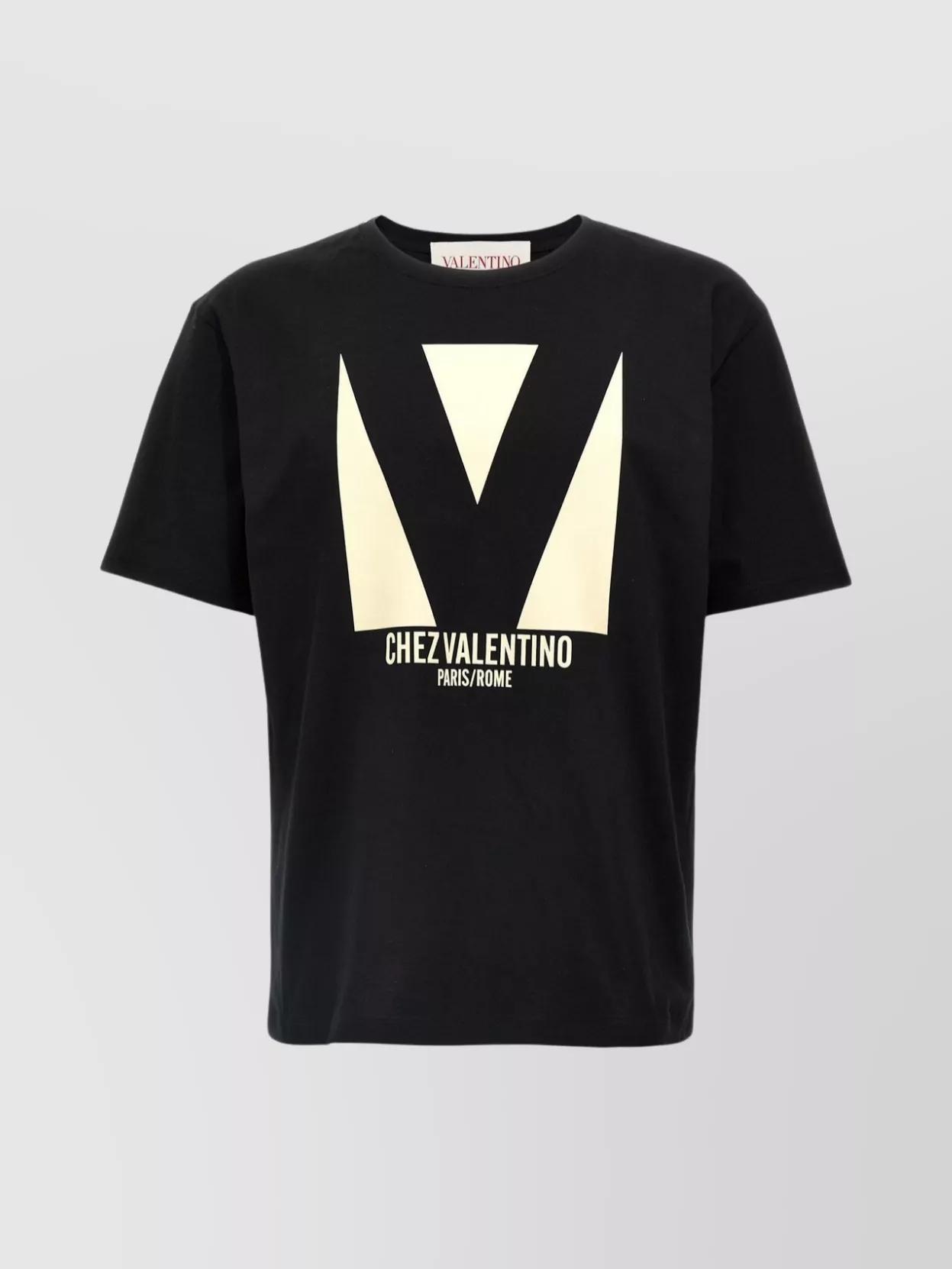 VALENTINO Crew Neck Short Sleeves T-shirts In Black Product Image