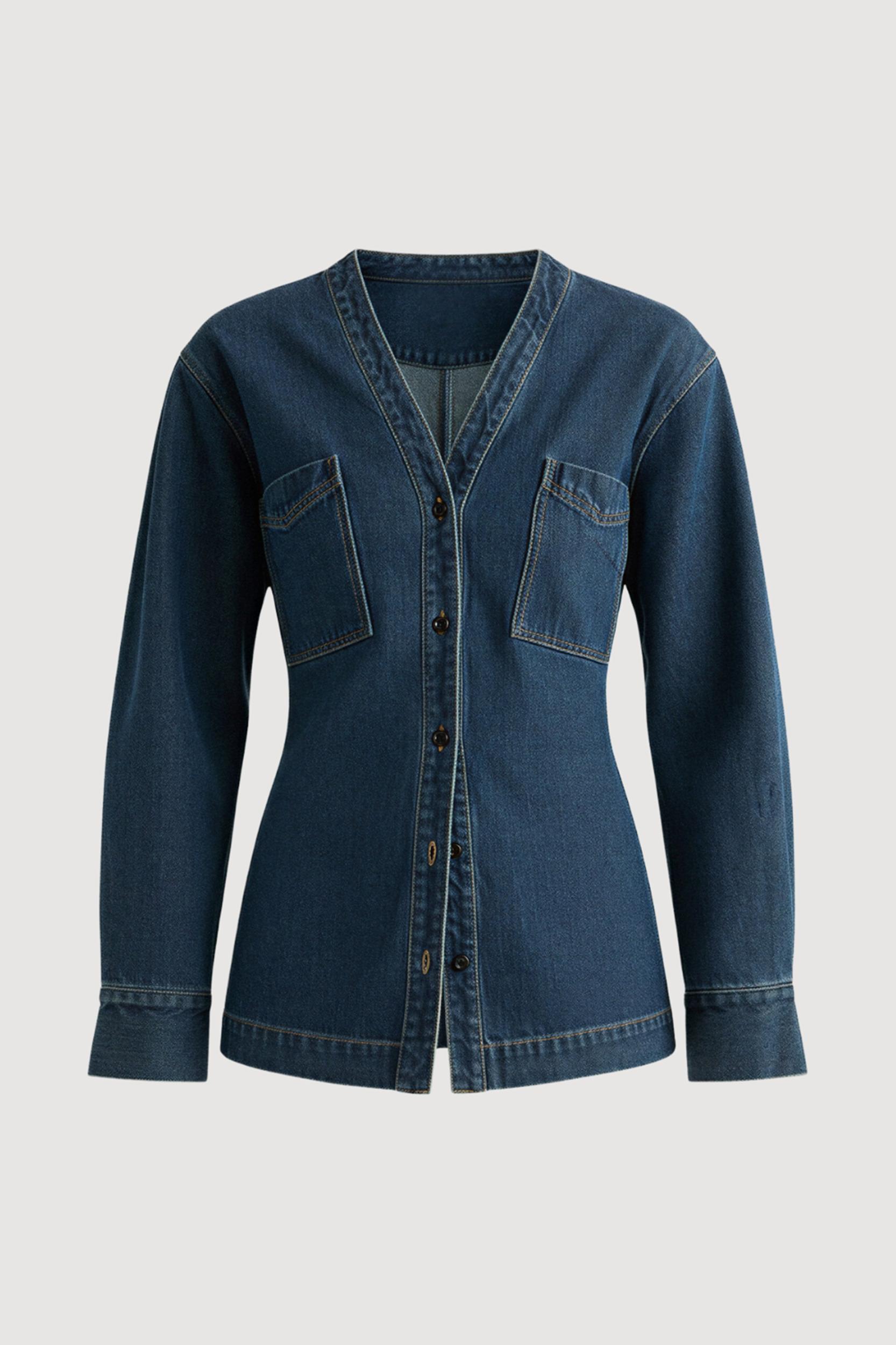 Emmett Structured-Sleeve Denim Jacket Product Image