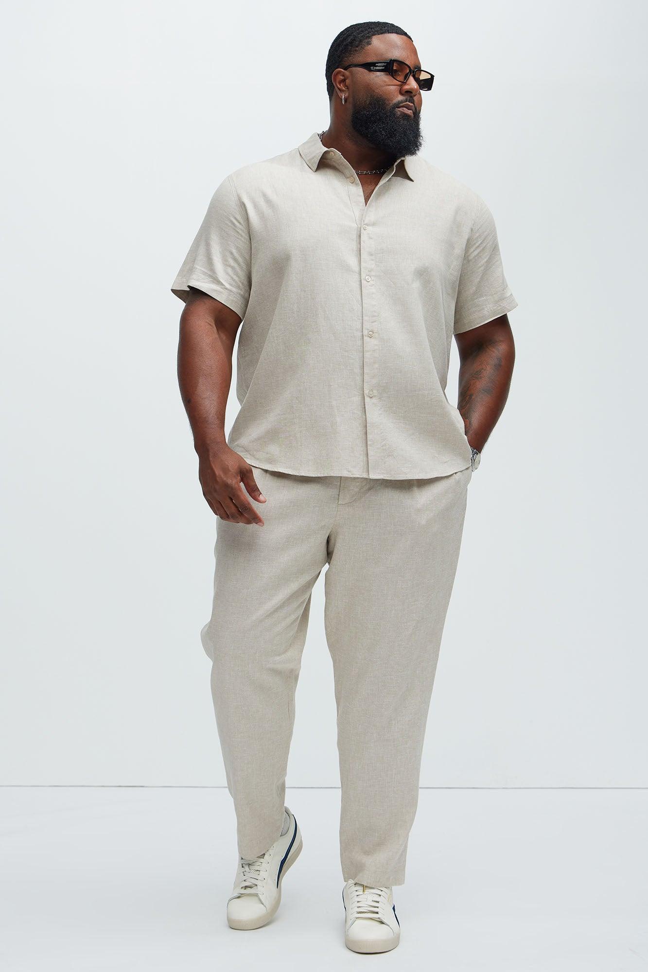 Bahamas Linen Classic Button Up Shirt - Stone Product Image