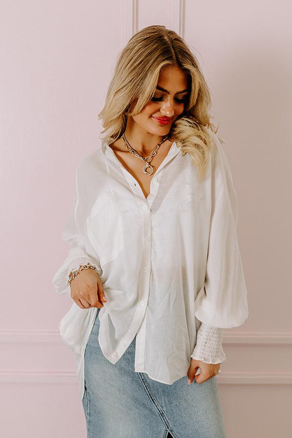 Class And Charm Button Up Top in Ivory Product Image