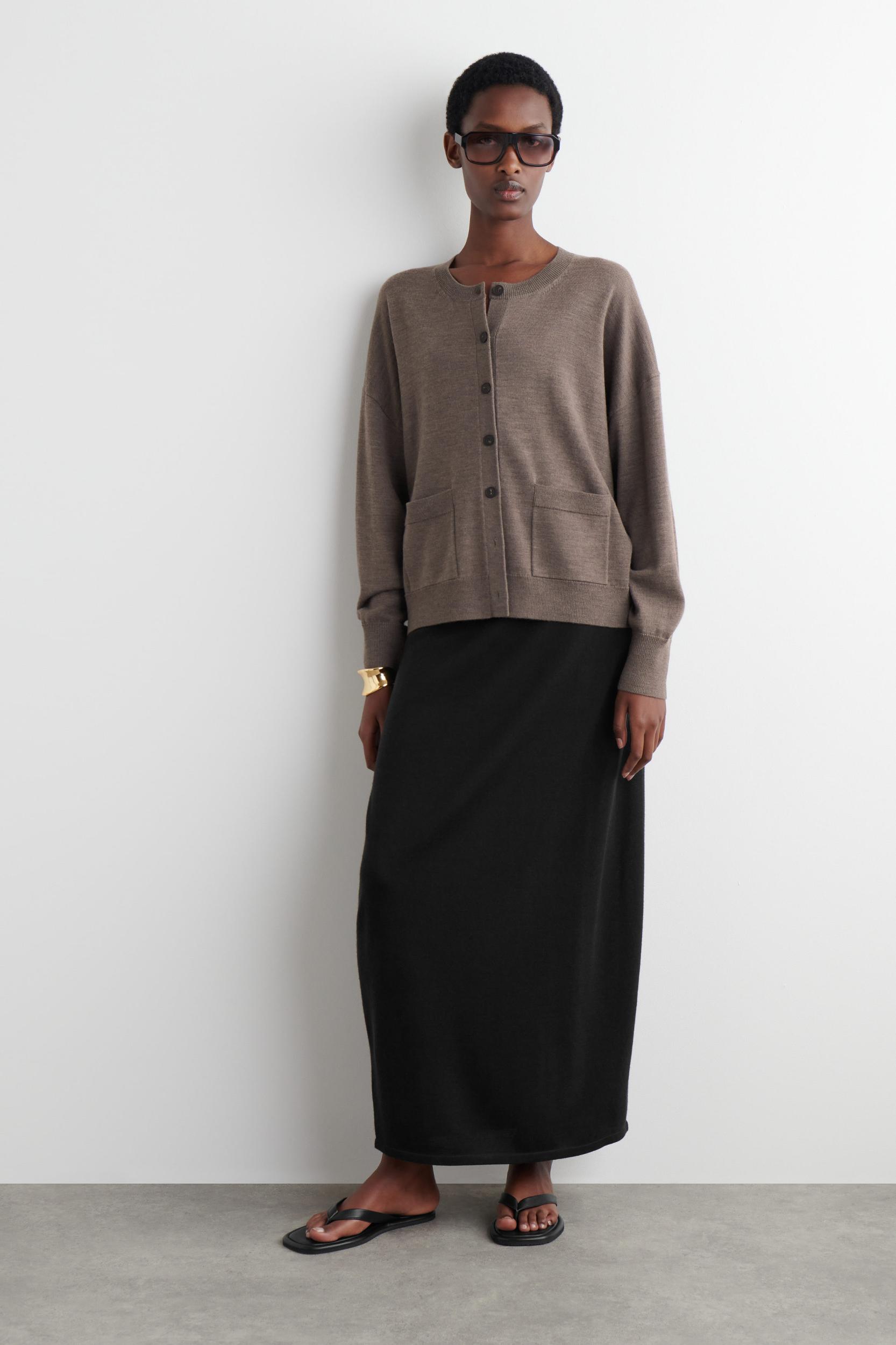 MERINO WOOL CREW-NECK CARDIGAN Product Image