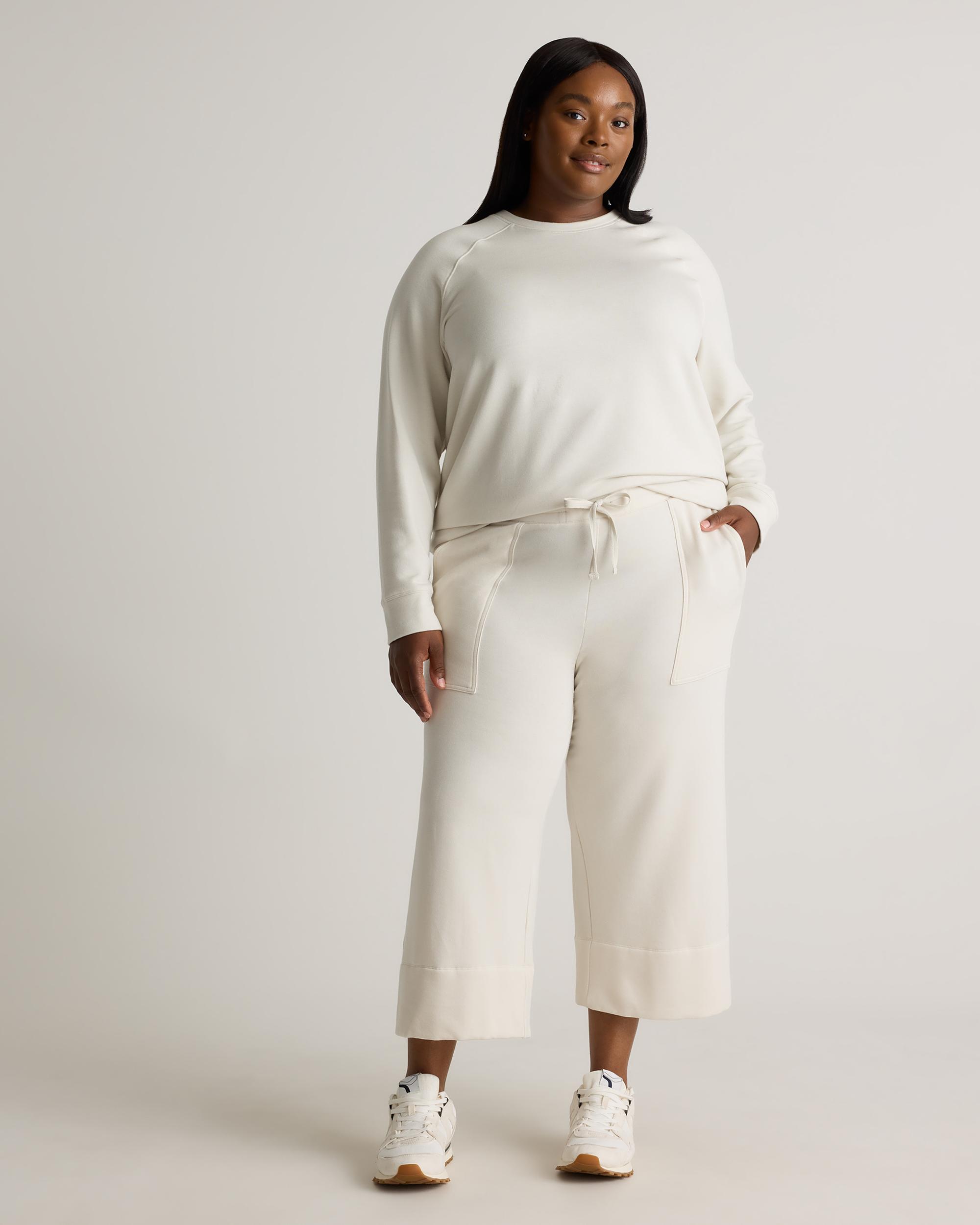 Quince | Women's SuperSoft Fleece Cropped Wide Leg Pants Lenzing Modal Product Image