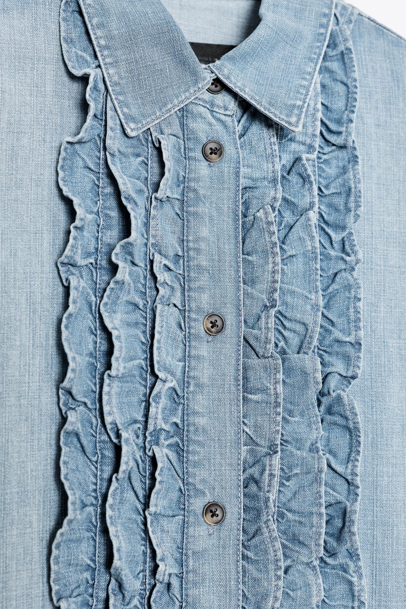 ZW COLLECTION RUFFLED DENIM SHIRT Product Image