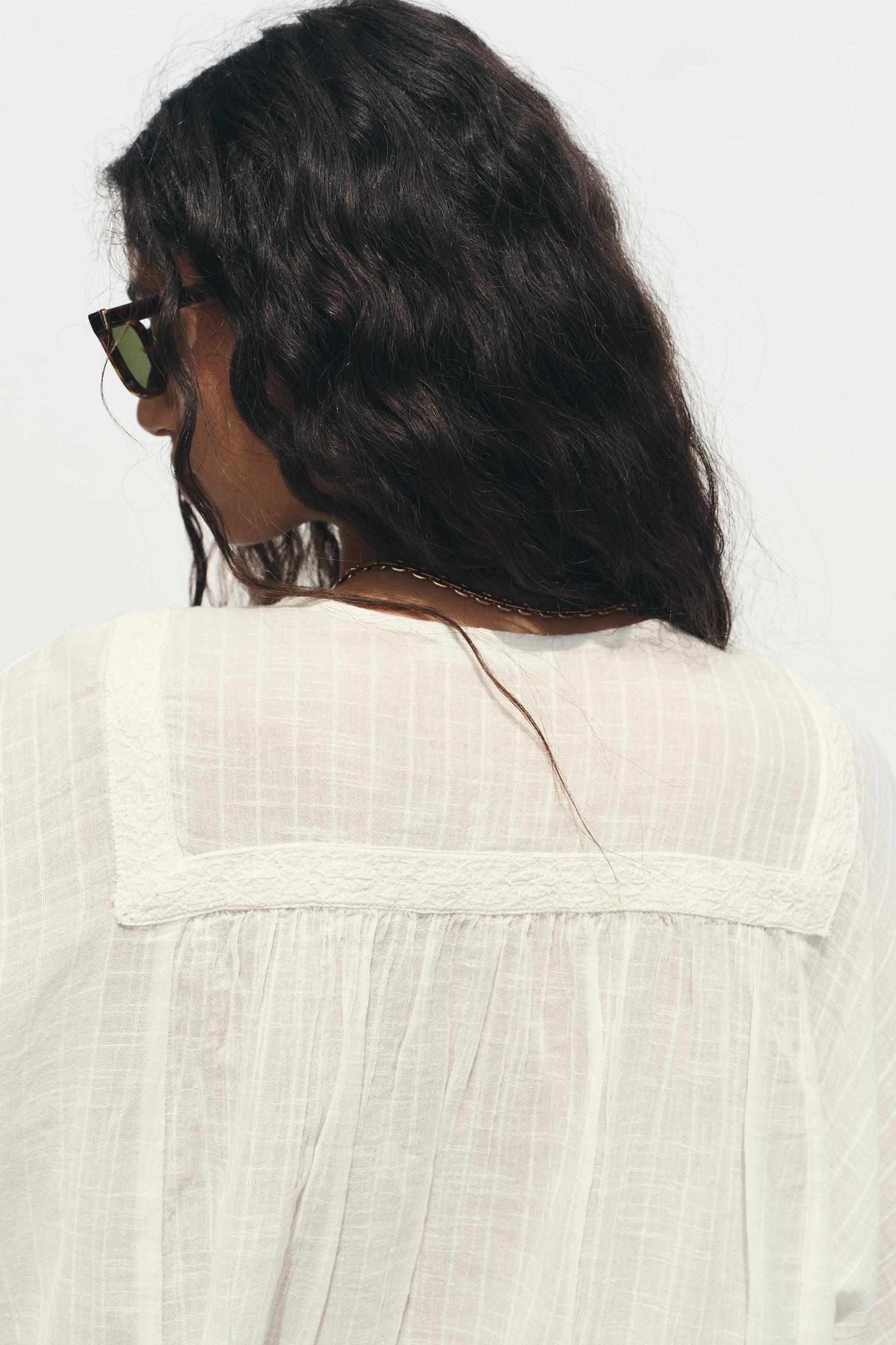 EMBROIDERED WIDE SLEEVE BLOUSE Product Image