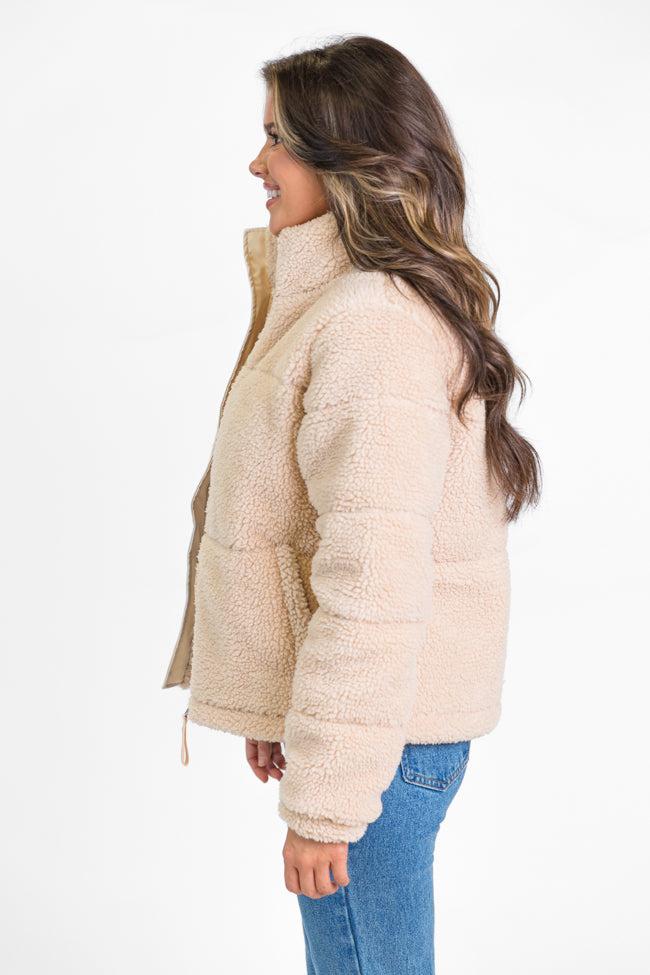 High Road Beige Sherpa Puffer Jacket FINAL SALE Product Image