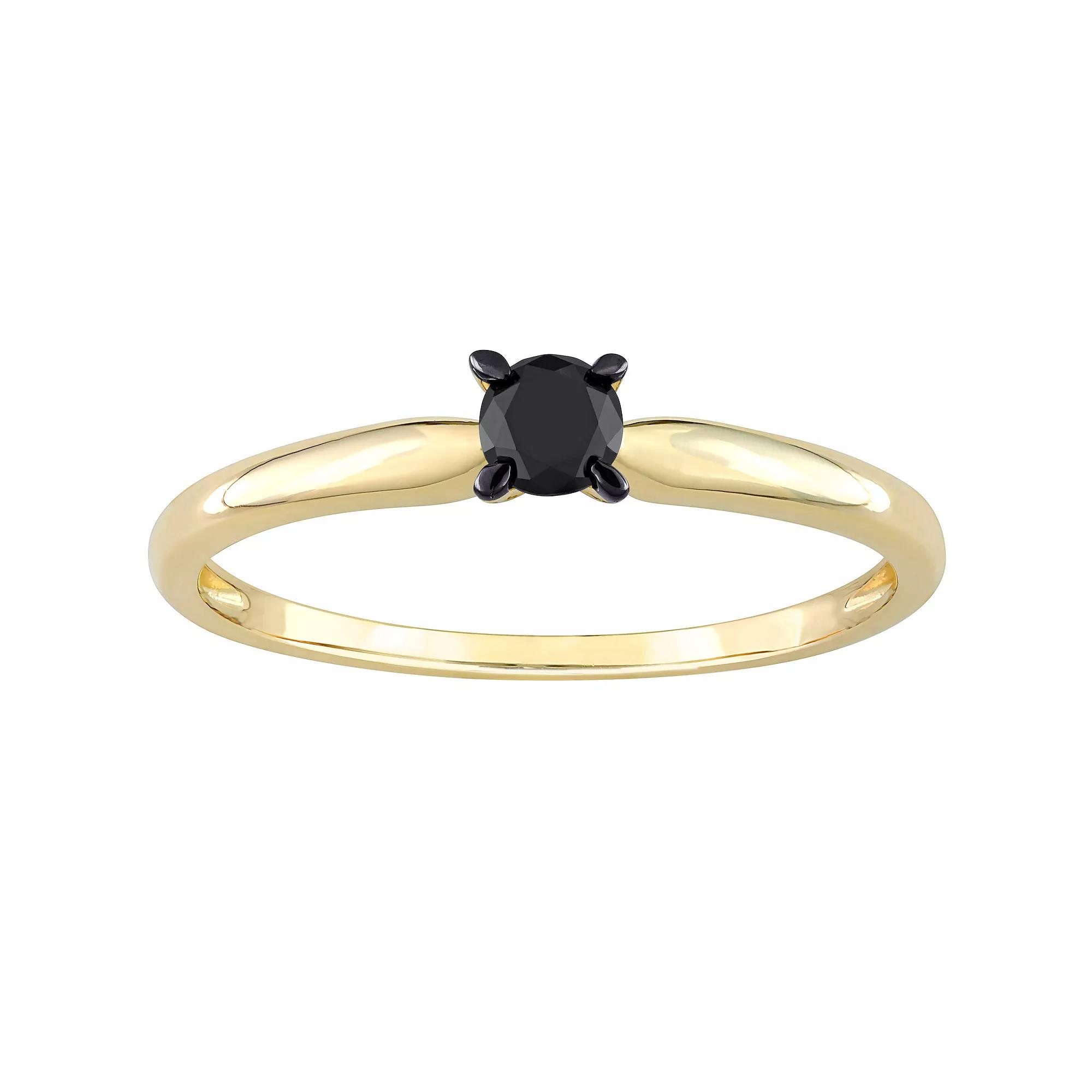 Stella Grace 14k Gold 1/4 Carat T.W Round Cut Black Diamond Solitaire Engagement Ring, Women's, Size: 5 Product Image