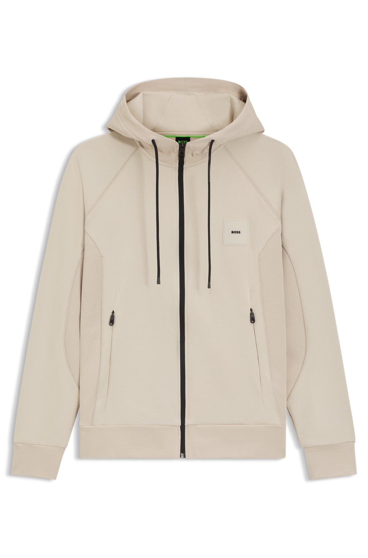 BOSS - Zip-up hoodie with logo patch - Light Beige Product Image