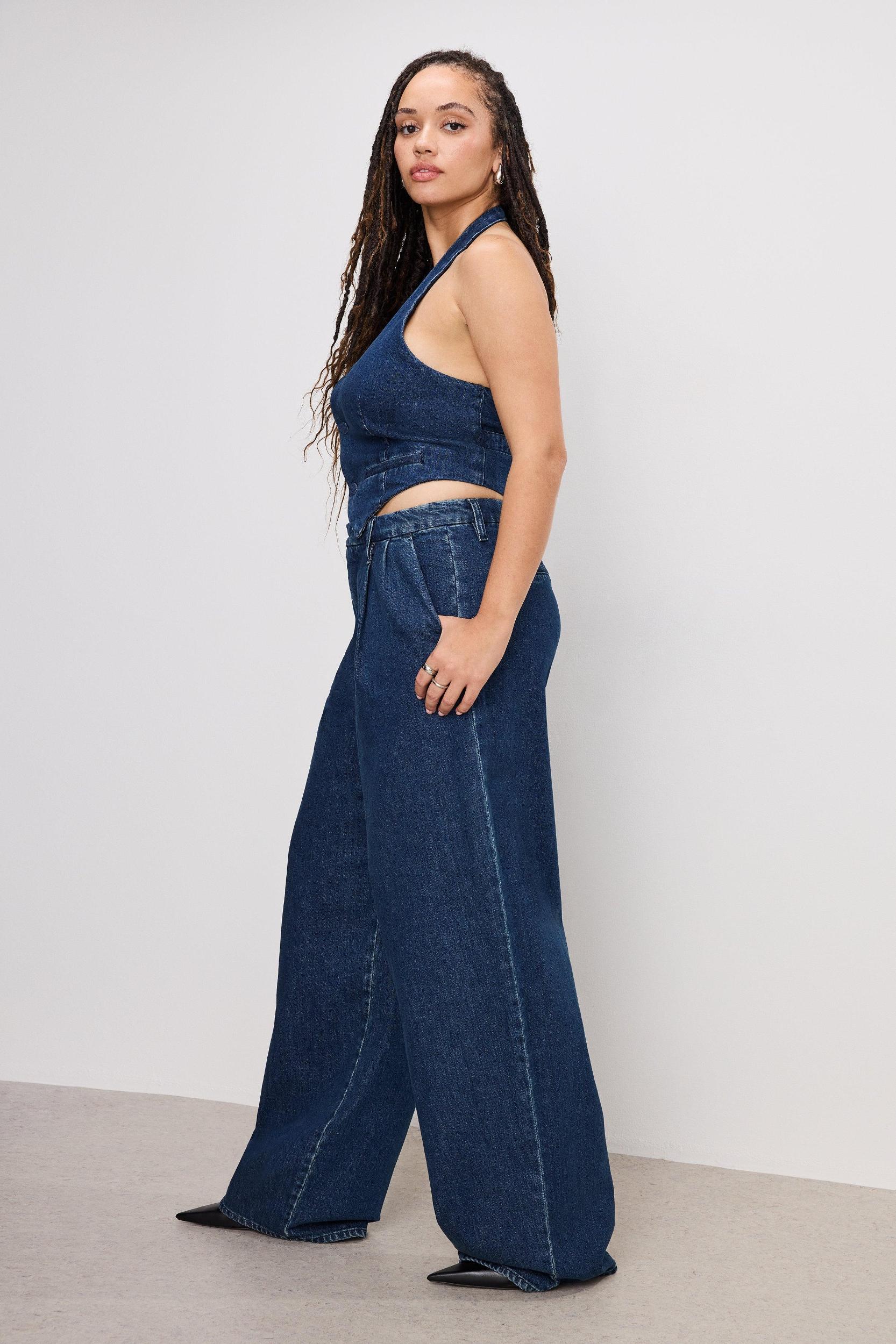 90S PLEATED  DENIM TROUSERS | INDIGO724 Product Image